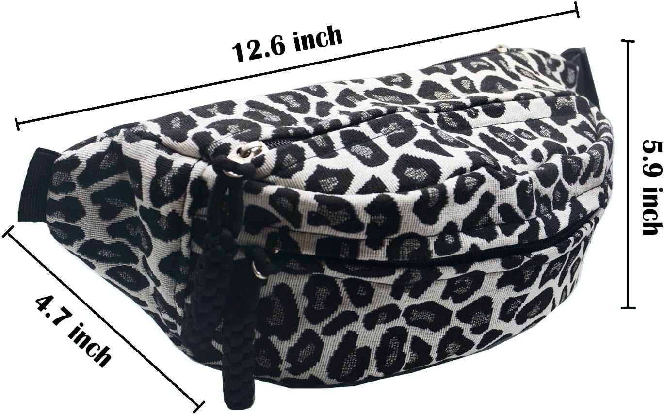 Women'S Leopard Print Waist Bag, Made Of Durable Canvas Material, Can Be Used As A Waist Bag, Crossbody Bag Or Chest Bag. Suitable For Running, Traveling Or Daily Adventures. - Image 3
