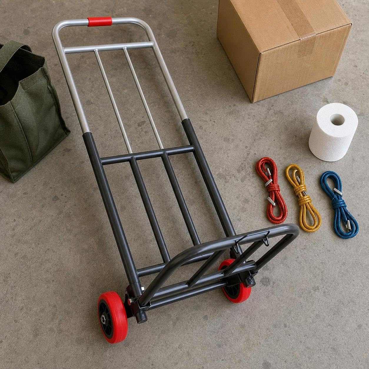 Manual Plegable Metal 200 kg, Acero Inoxidable, Carga máxima 200 kg, Cuerda elástica, Acero al Carbono, para Hogar, para Maletas, Rueda de Goma Resistente al, Grande 32