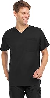 MediChic Mens Scrubs V-Neck Scrub Top with Two Pockets and Lightweight 4-Way Stretch