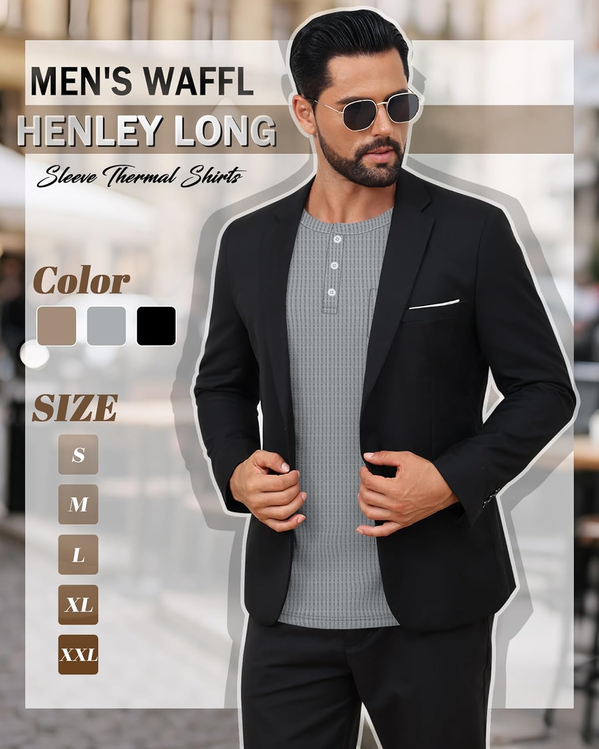 3 Pack Men's Waffle Henley Long Sleeve Thermal Shirts, Lightweight Casual Undershirts Pullover Tops with Pockets - Image 3