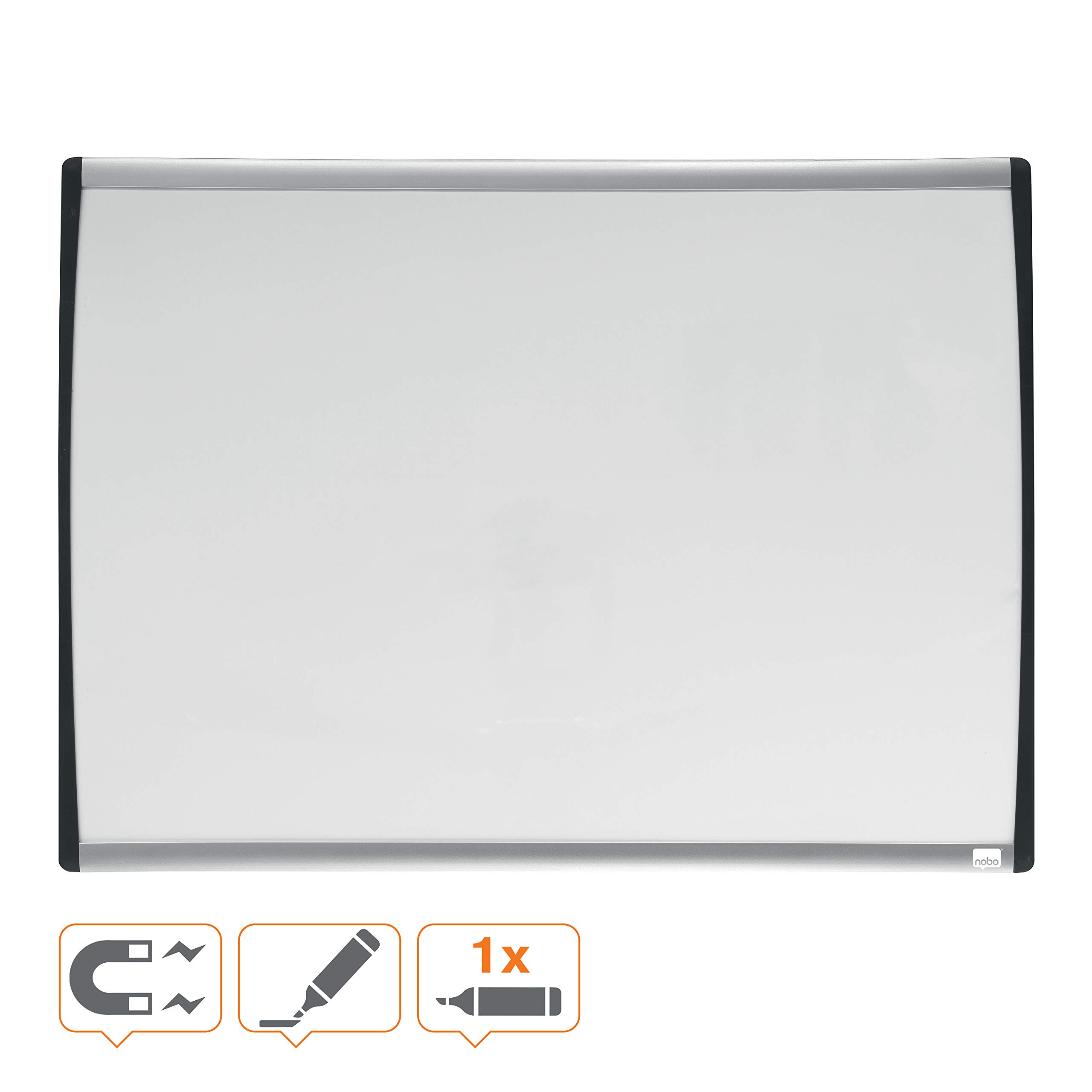 Rexel Magnetic Dry Wipe Personal Whiteboard, 585 x 430 mm, Arched Frame, Includes Marker, Magnets and Fitting Kit, White, 1903783