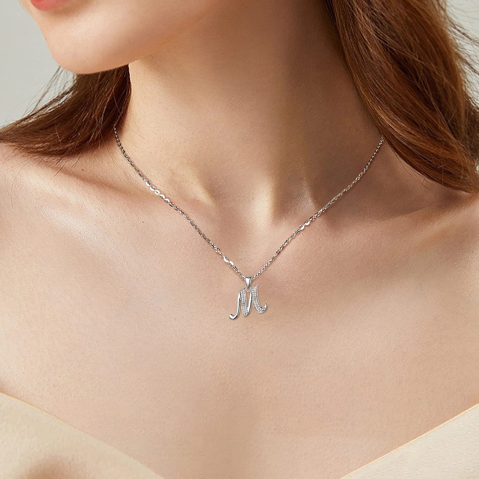 AEONSLOVE Collana Con Iniziale Lettera Collana Donna Argento 925 Personalizzata Festa Della Mamma Regalo Ragazza Bambina Nonna