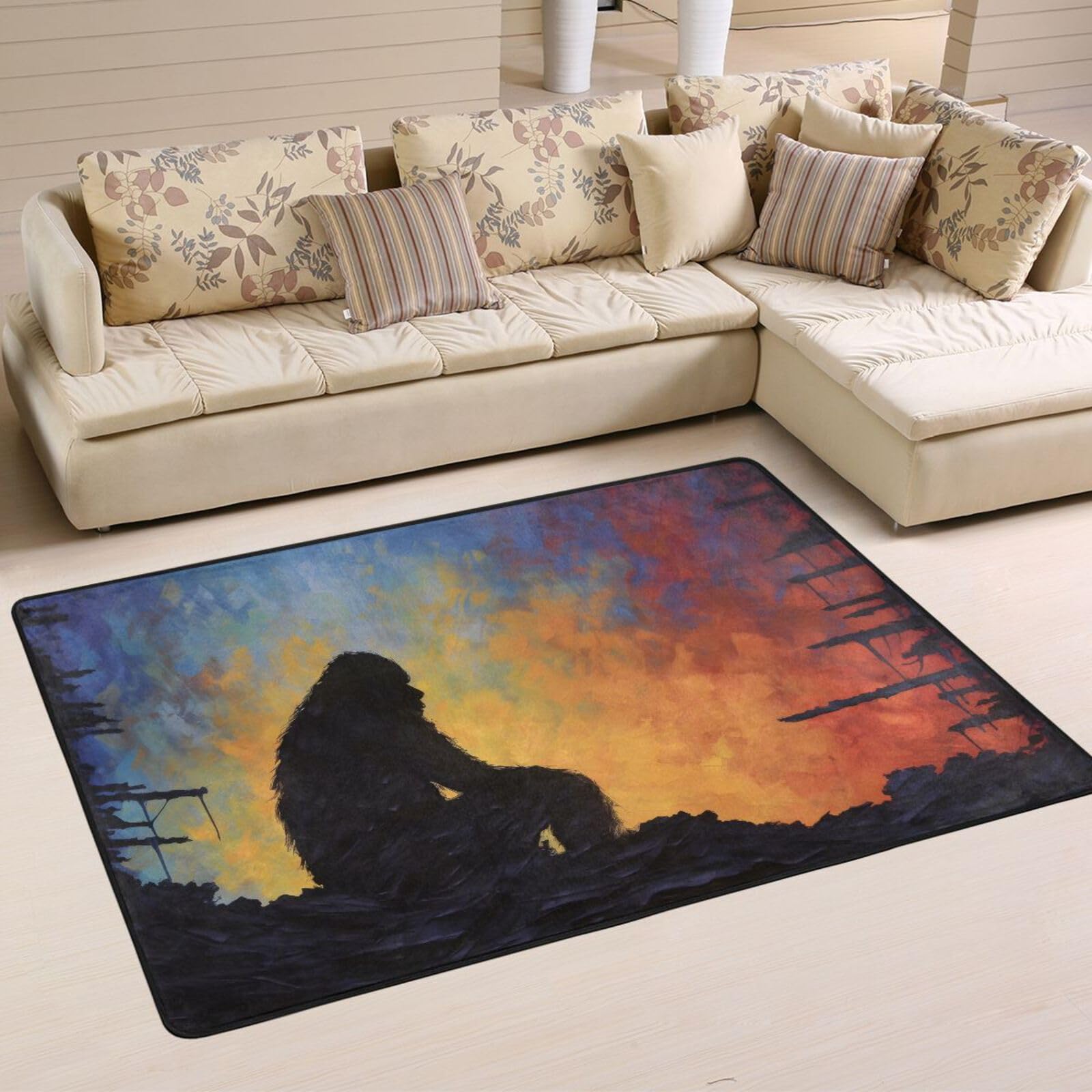 ラグ・カーペット DAWN RUG Amazon.com: KYZSXZ Area Rug-Dawn Sasquatch, Floor Mat 3×2 FT for