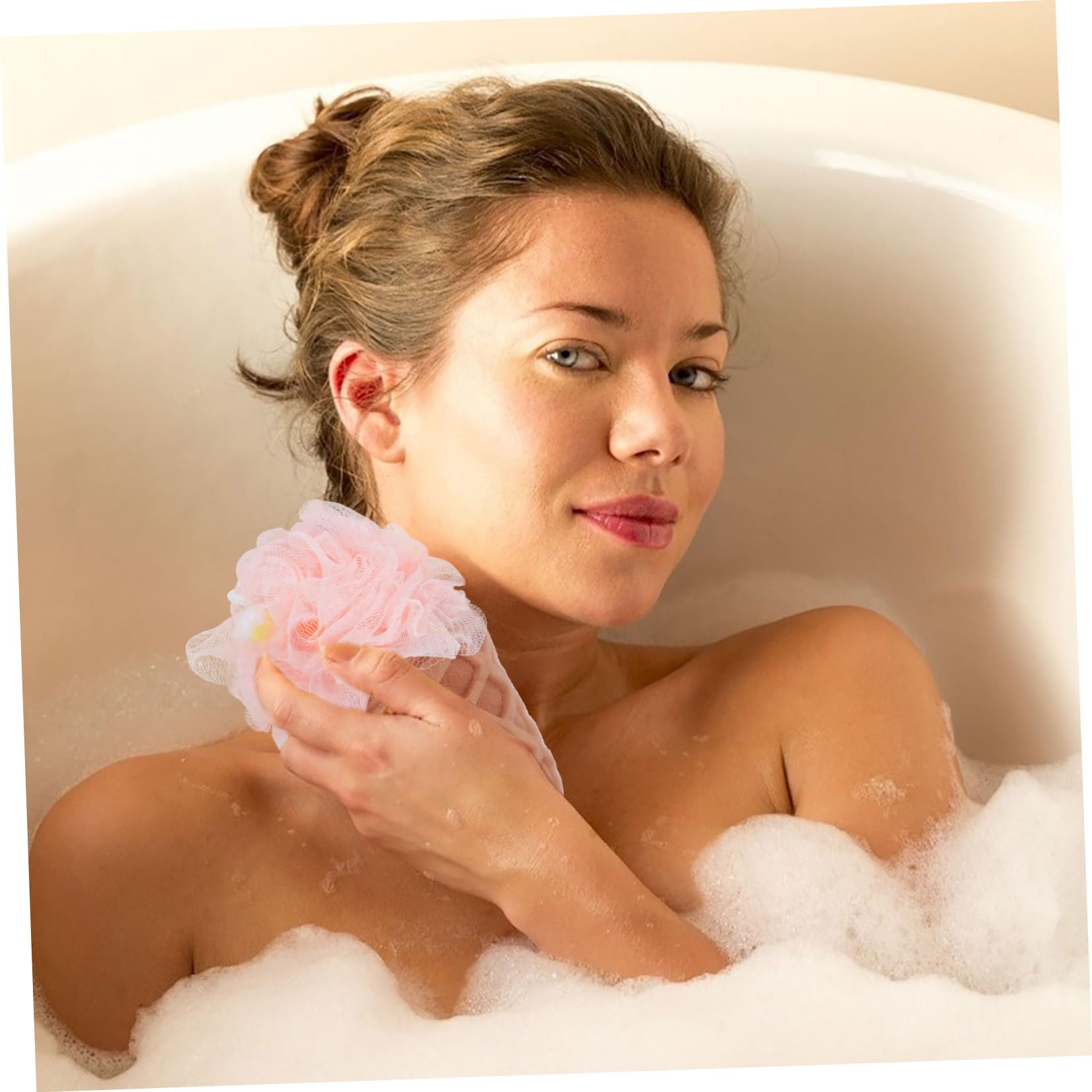 Beaupretty 4piezas Esponja De Forma De Helado Set De Bolas De Baño De Colorida Rainbow Esponjas Exfoliantes Para Bebés y Baño Divertido y Espumoso