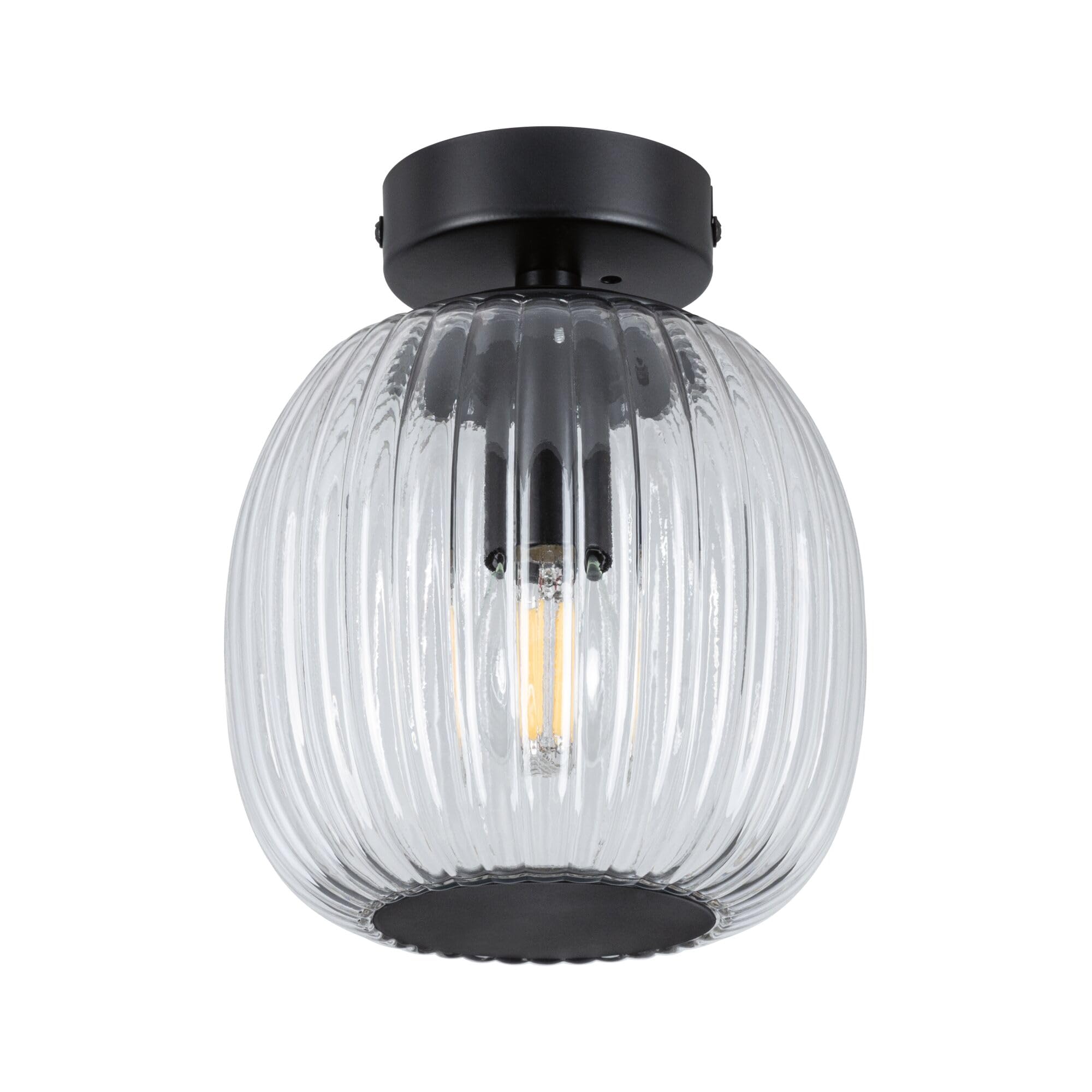 Paulmann 71145 Selection Bathroom Deckenleuchte Ruya IP44 E14 230V max. 20W Glas, Schwarz matt Wand-/Deckenleuchte, Badbeleuchtung