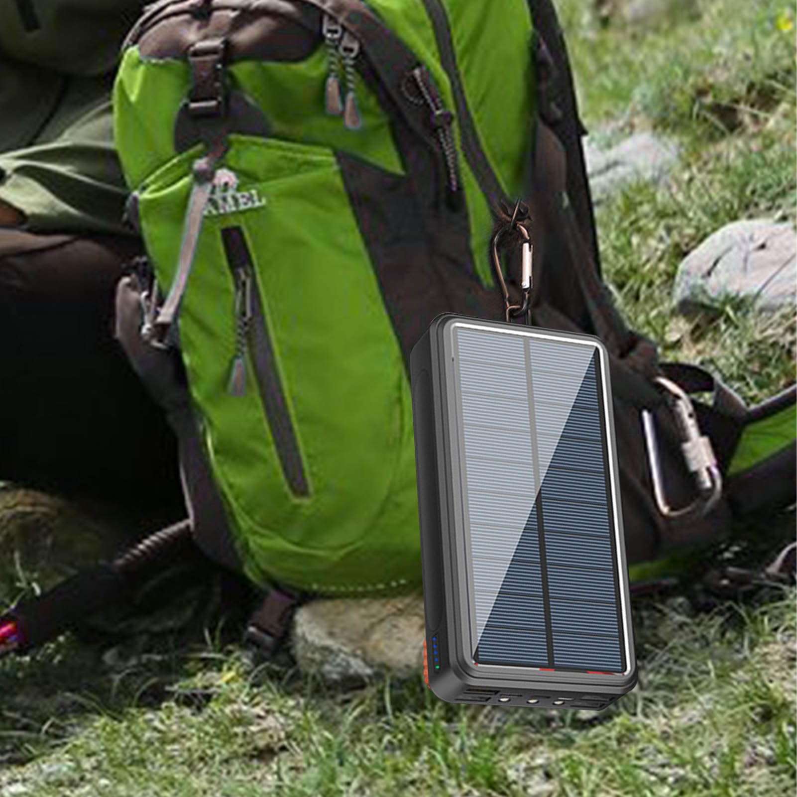 Banco de energía solar, cargador portátil de alta capacidad, batería externa impermeable de 50000 mAh, carga rápida, banco solar ligero, cargador de teléfono alimentado por energía solar para teléfono