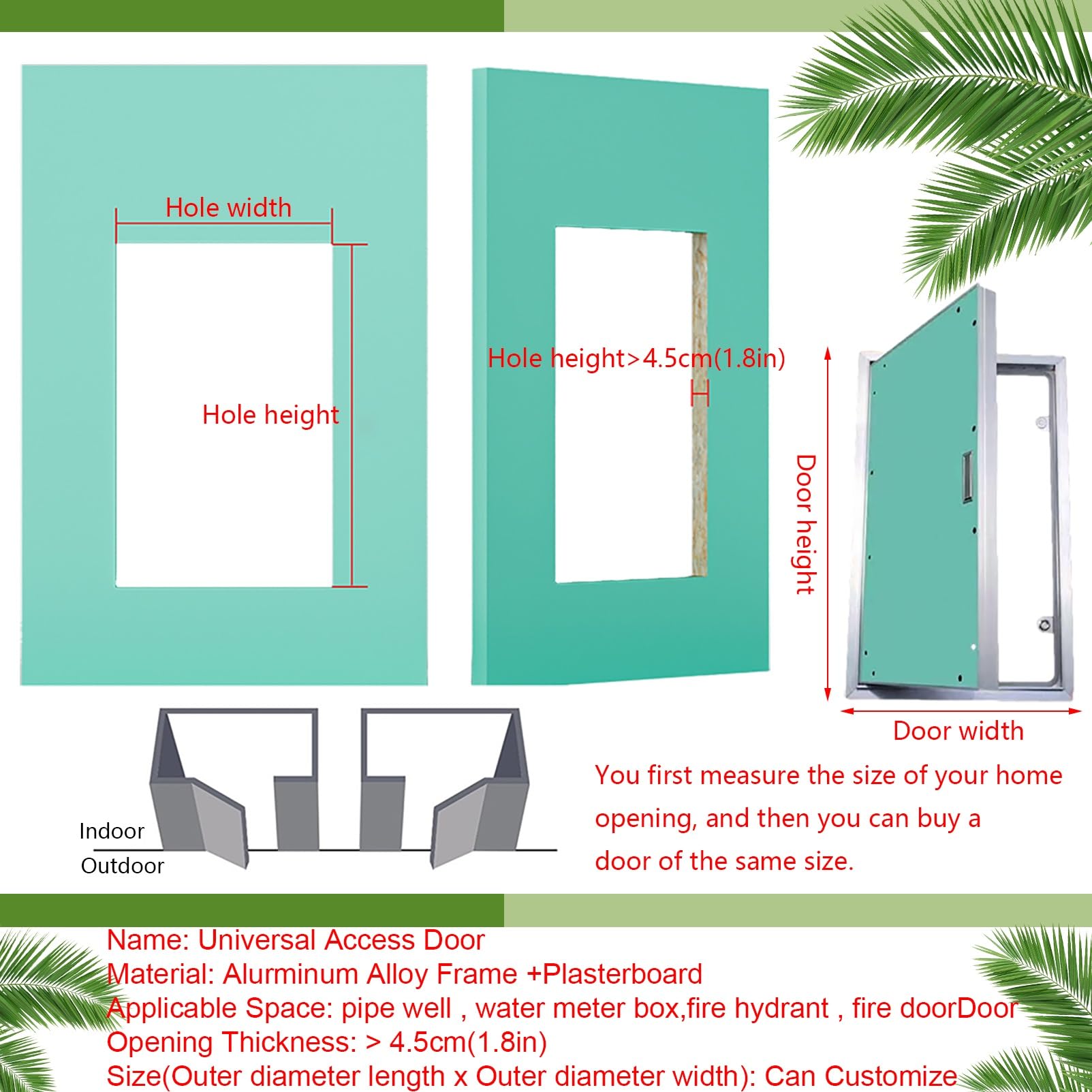 Piastra di ispezione universale per cartongesso, 30 x 80 cm, per accesso a soffitto, antincendio, impianto idraulico, kit di manutenzione