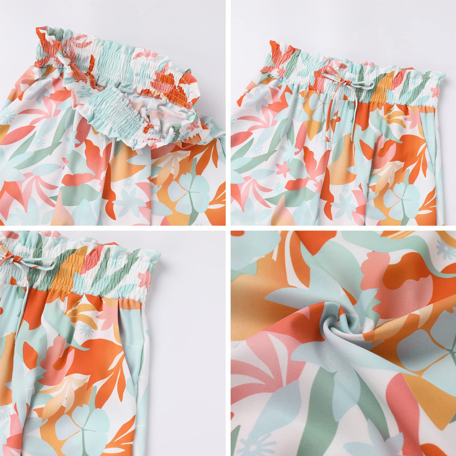 Odizli Pantaloni lunghi da donna eleganti bohémien, in chiffon, a vita alta, larghi, da spiaggia