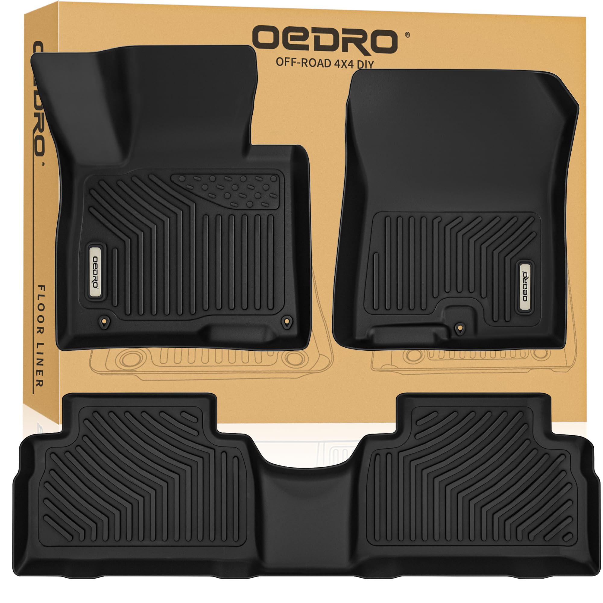 OEDRO Floor Mats Fit for 2021-2023 Hyundai Santa Fe 5 Seat, All Weather Protection Car Mats TPE Accessories Includes Front and Rear Row Full Set