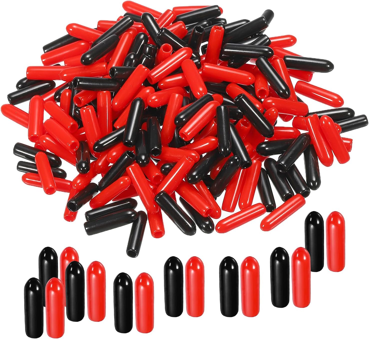 PATIKIL 2 mm Round Rubber End Caps, 160 Pack Vinyl Bolt