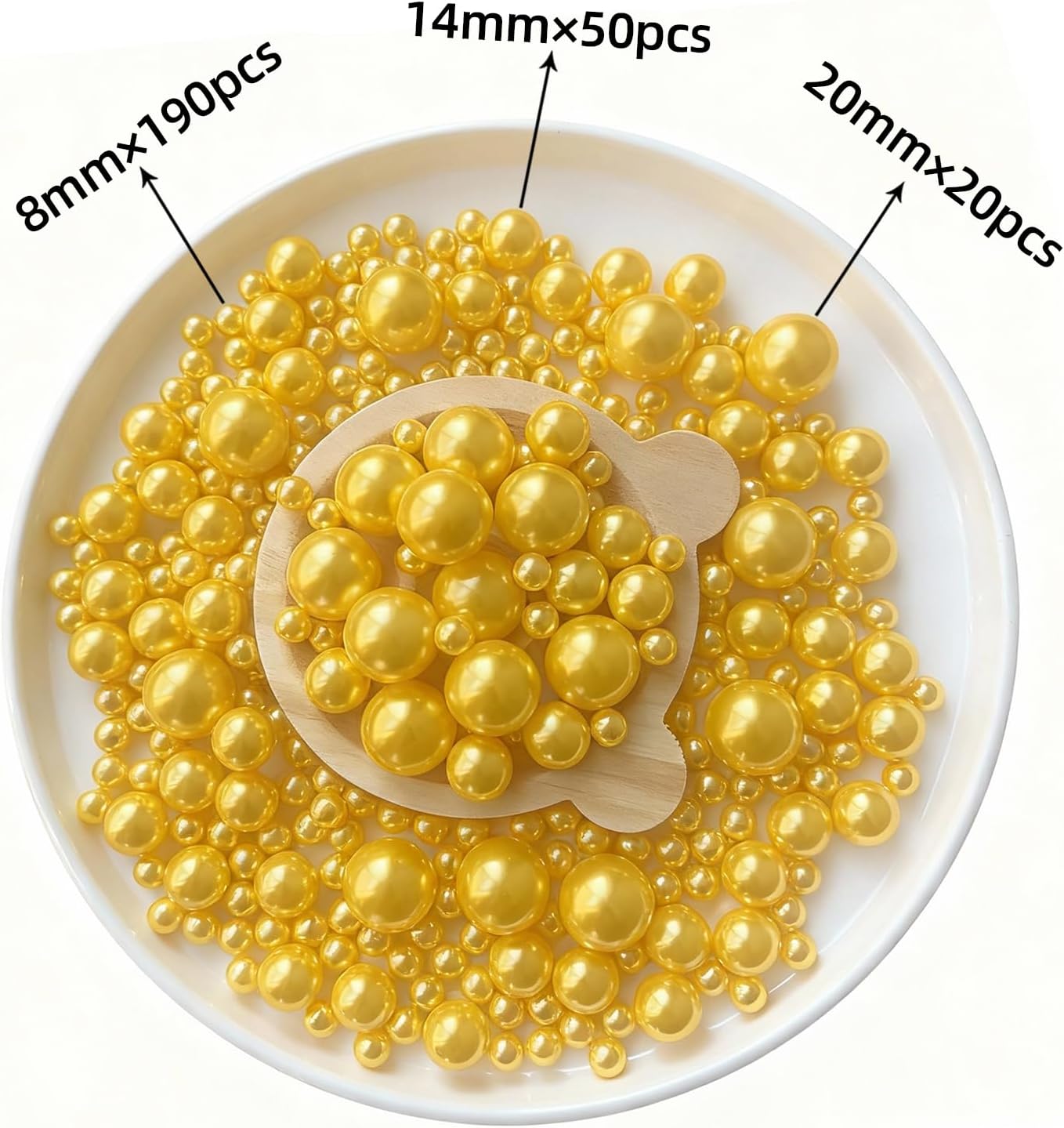 260Pcs Vase Filler Beads for Centerpieces,No Hole Faux Pearl 8/14/20mm,for Vase Filling Decorations, Candle Centerpieces, Wedding Centerpieces, Home Party Decor (Gold) - Image 2