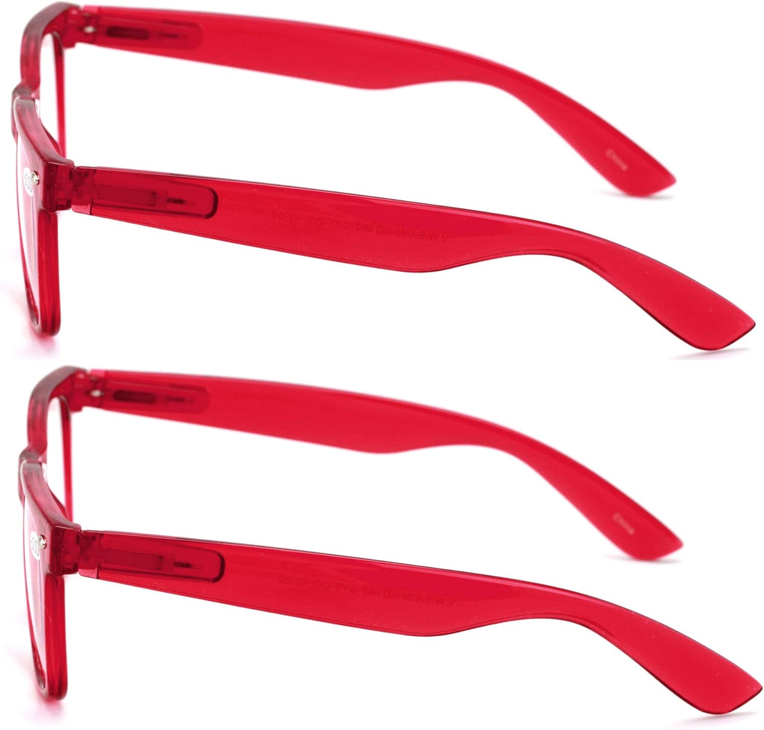 V.W.E. 2 Pairs Transparent Neon Color Deluxe Reading Glasses - Comfortable Stylish Simple Readers Magnification - Image 3