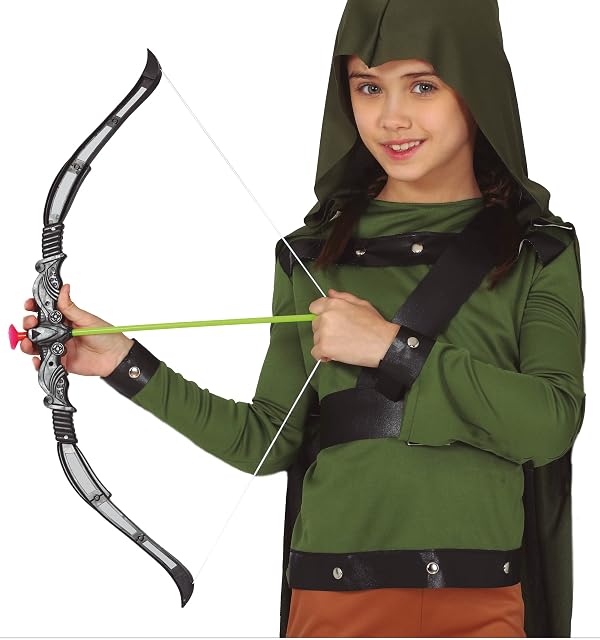 FIESTAS GUIRCA - Arco Medieval de Disfraz (56 cm) - Incluye Dos Flechas