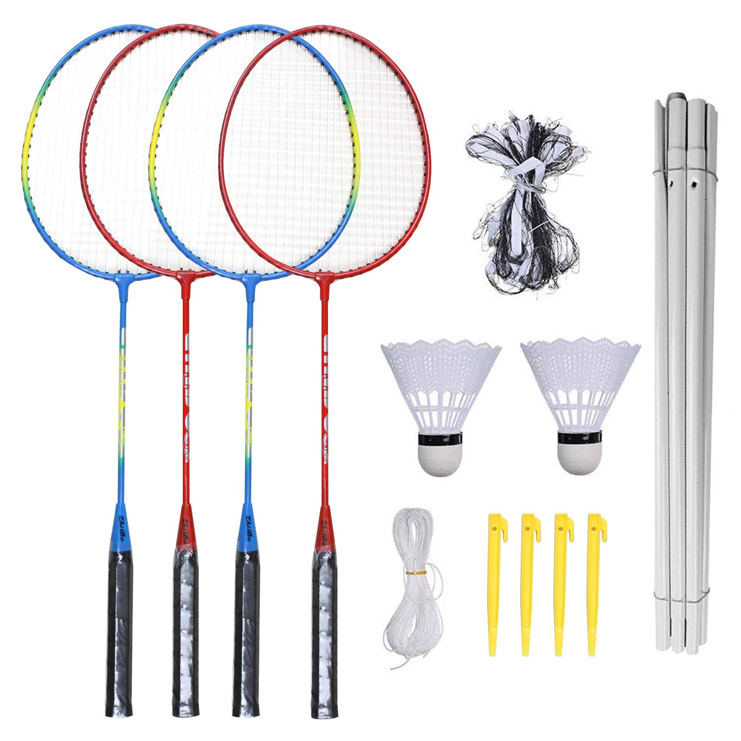 Badminton Set, Portable Outdoor Badminton Combo Set Badminton Net System, Fun Lawn or Beach Game Sets for The Whole Family