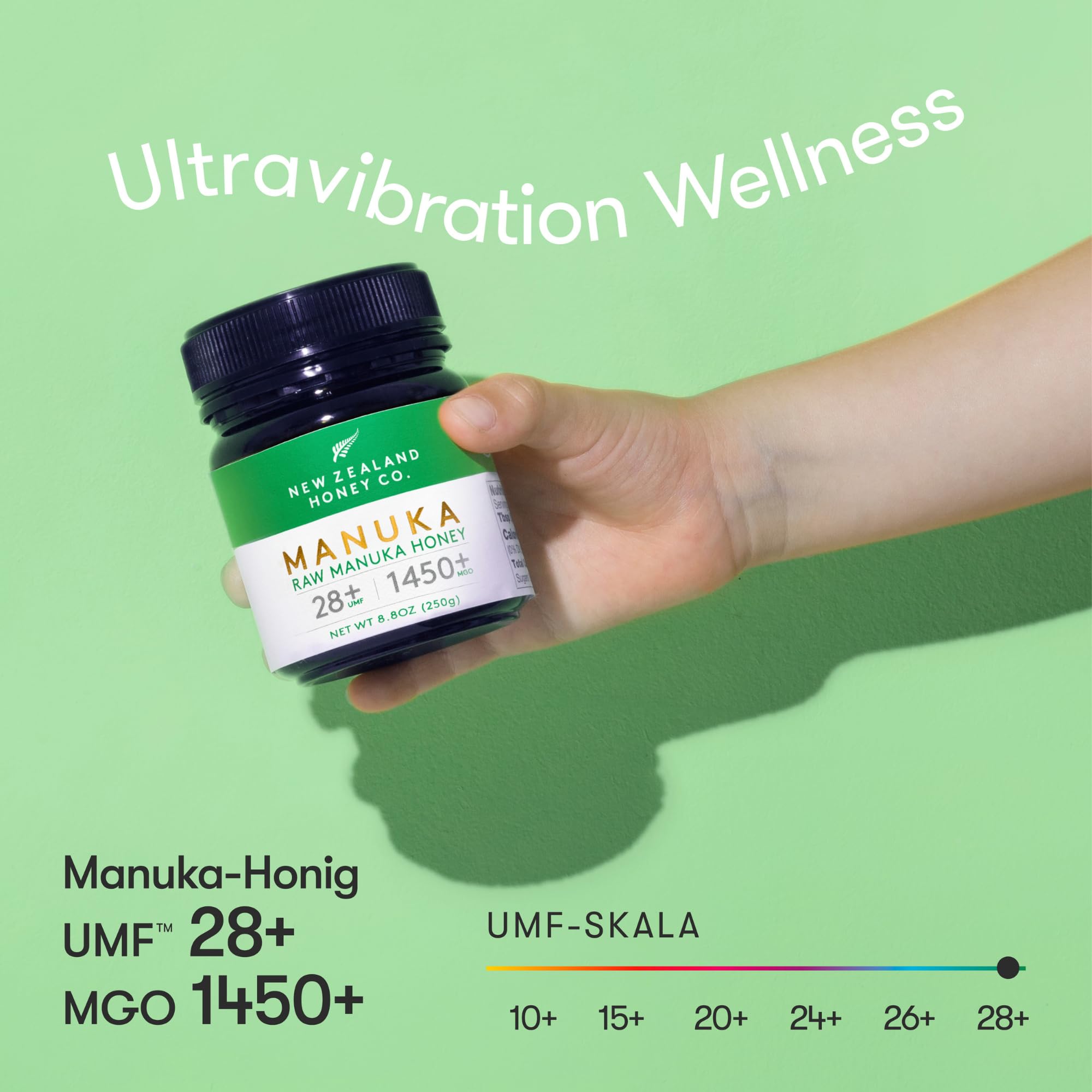 Manuka Honig MGO 1450+ UMF 28+, unabhängig laborgeprüft, roh, 250g | Seltenster höchster Grad, UMF 28+ & MGO zertifiziert, unabhängig laborgeprüft, roh & monofloral, ideal als Geschenk