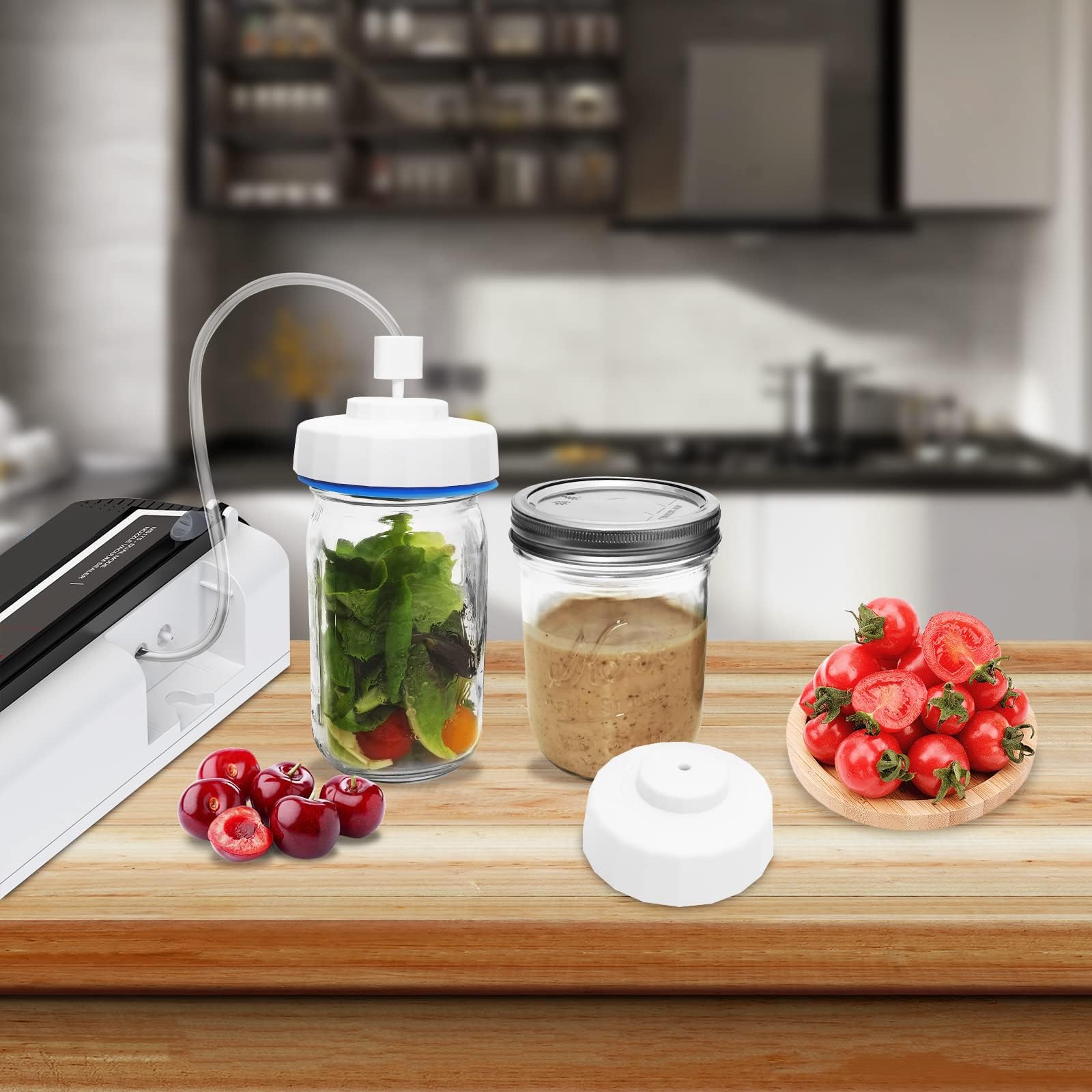 Máquina selladora al vacío comercial, sellado de alimentos secos y húmedos de 250 W | Soporte de bolsa suave, control de succión de 1 a 60 segundos, inflado de aire, barra de 8 mm y 9 paquetes incluidos