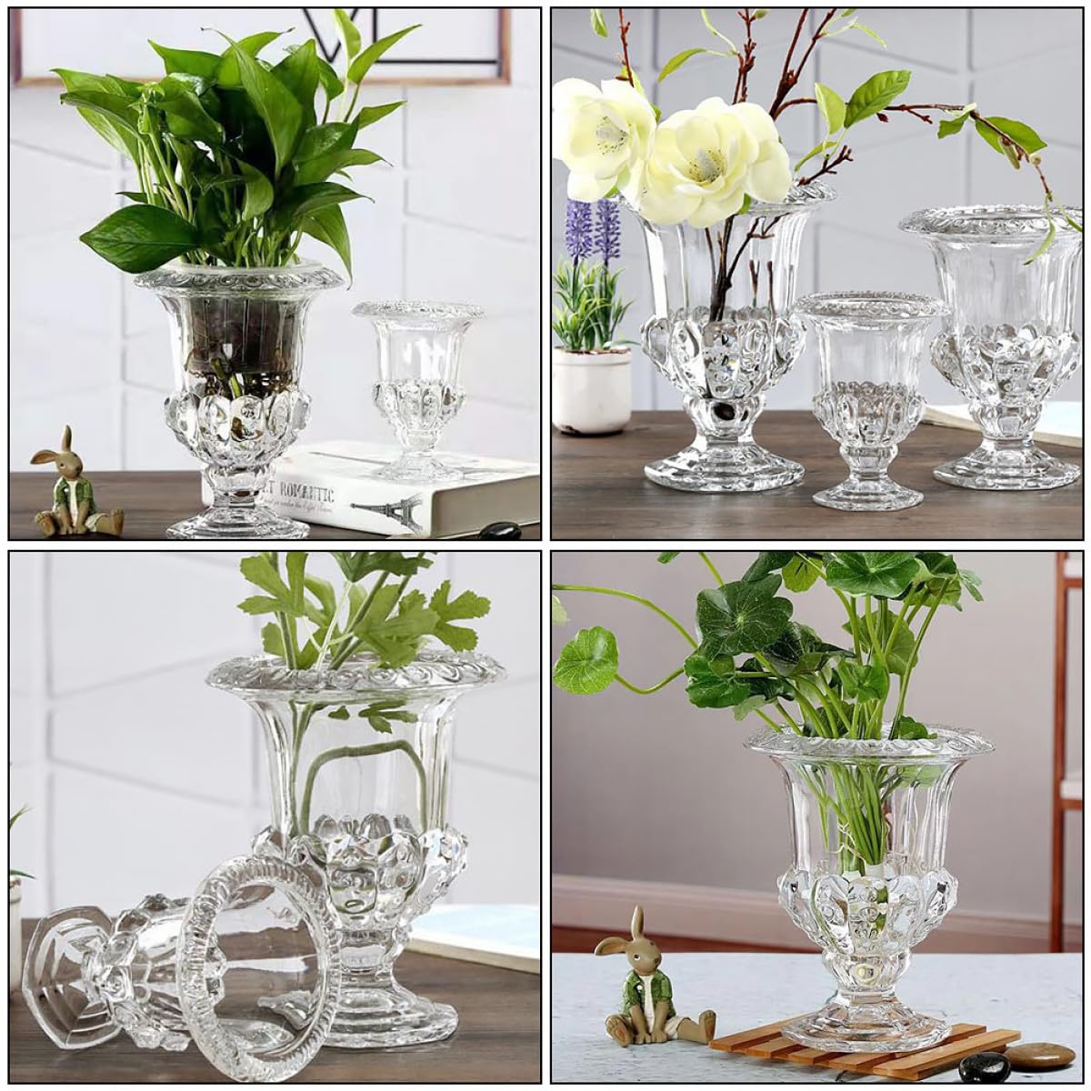 Retro Glasvase aus Glas für Blumen Dekoration mit Langem Gebrauch im Wohnzimmer und Hochzeitsfeier als Elegante Tischdeko und Pflanzenvase