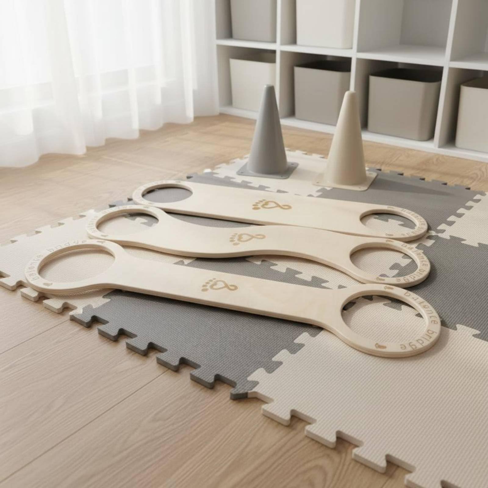 Tavola di Equilibrio per Bambini Tavola, Ponte Di Equilibrio In Legno Con Impronta, Set/Modello Regolare