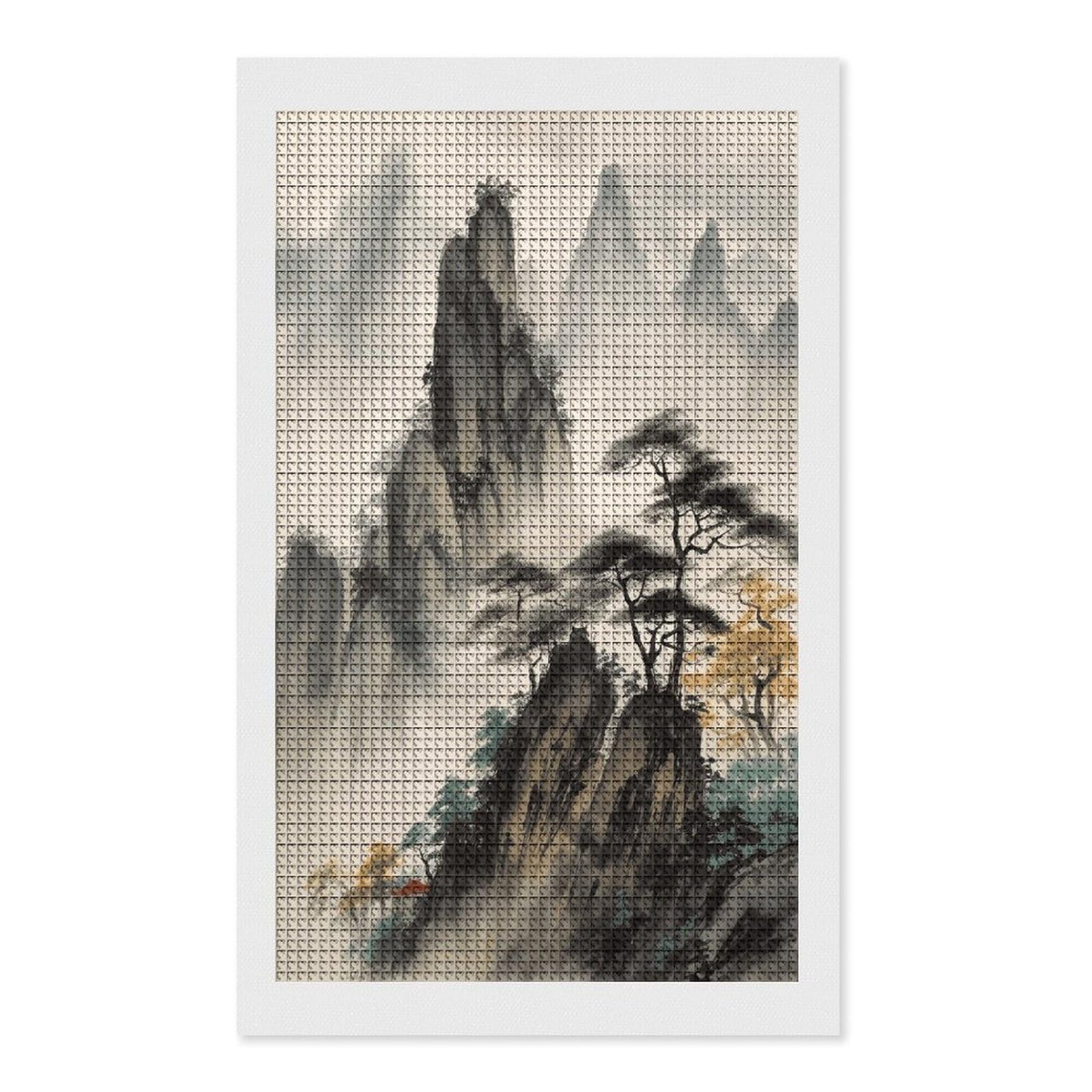 FodPand Chinese Landscape Painting Diamond Painting Kit for Beginner Fun 5D DIY Crafts for Adults Diamond Art Kits Square Diamond Art Canvas Painting Gem Art Crafts for Home Wall Decor 12"x20"