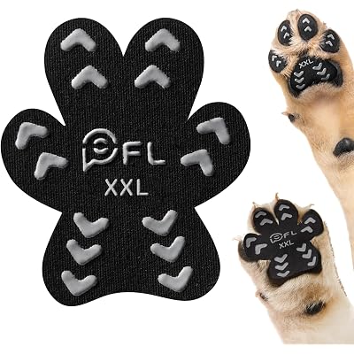 Anti Slip Dog Paw Protector Pads for Senior Dogs, Paw Pads for Dogs Traction, Disposable Self Adhesive Paw Grips for Old Dog on Slippery Hardwood Floor, Black 12 Sets (48pcs) XXL 61-80lbs