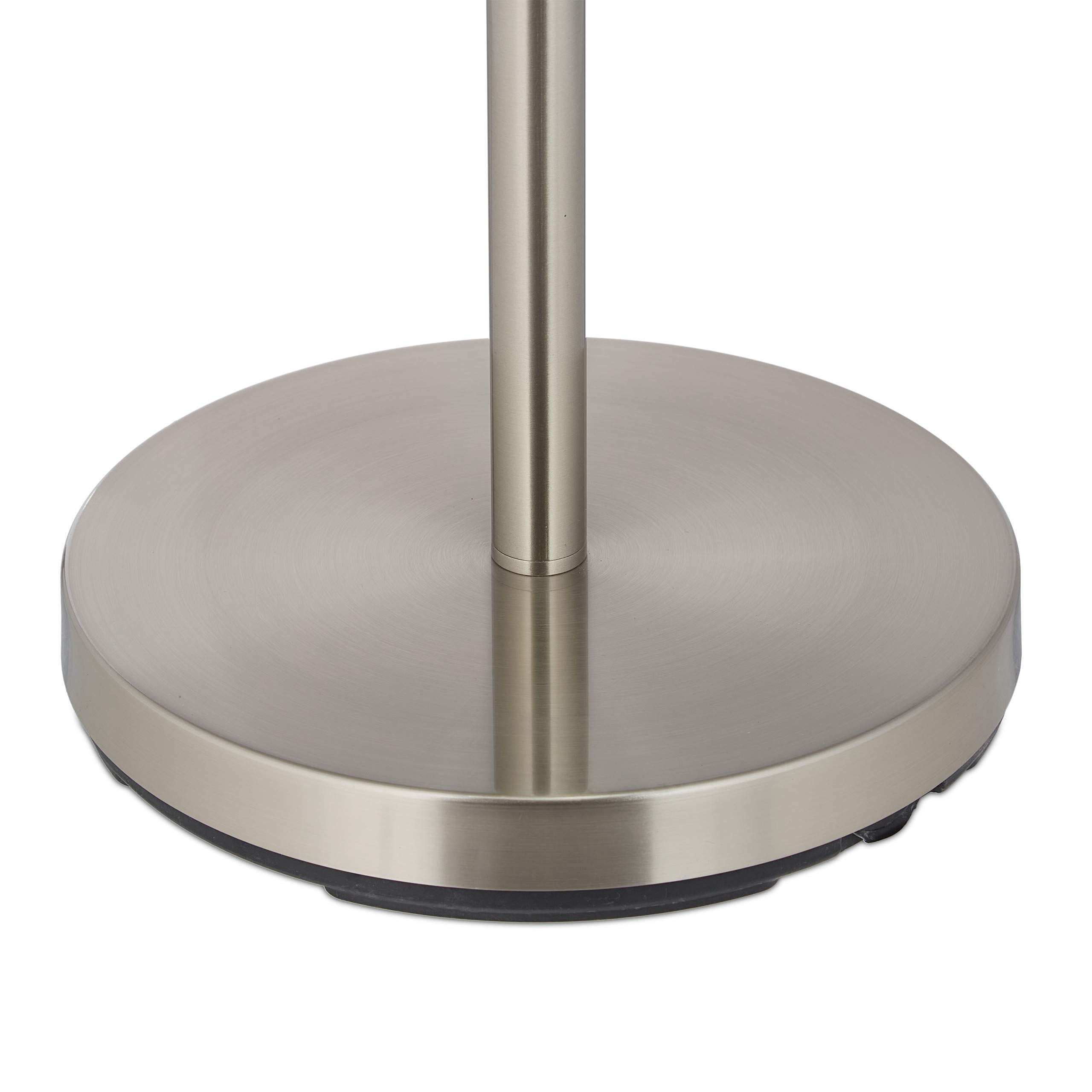 Relaxdays Lampada da Terra, Piantana Salotto E27, Cavo, Paralume Stoffa Ø 43 cm, Design Vintage, 155 cm, Bianco/Argento