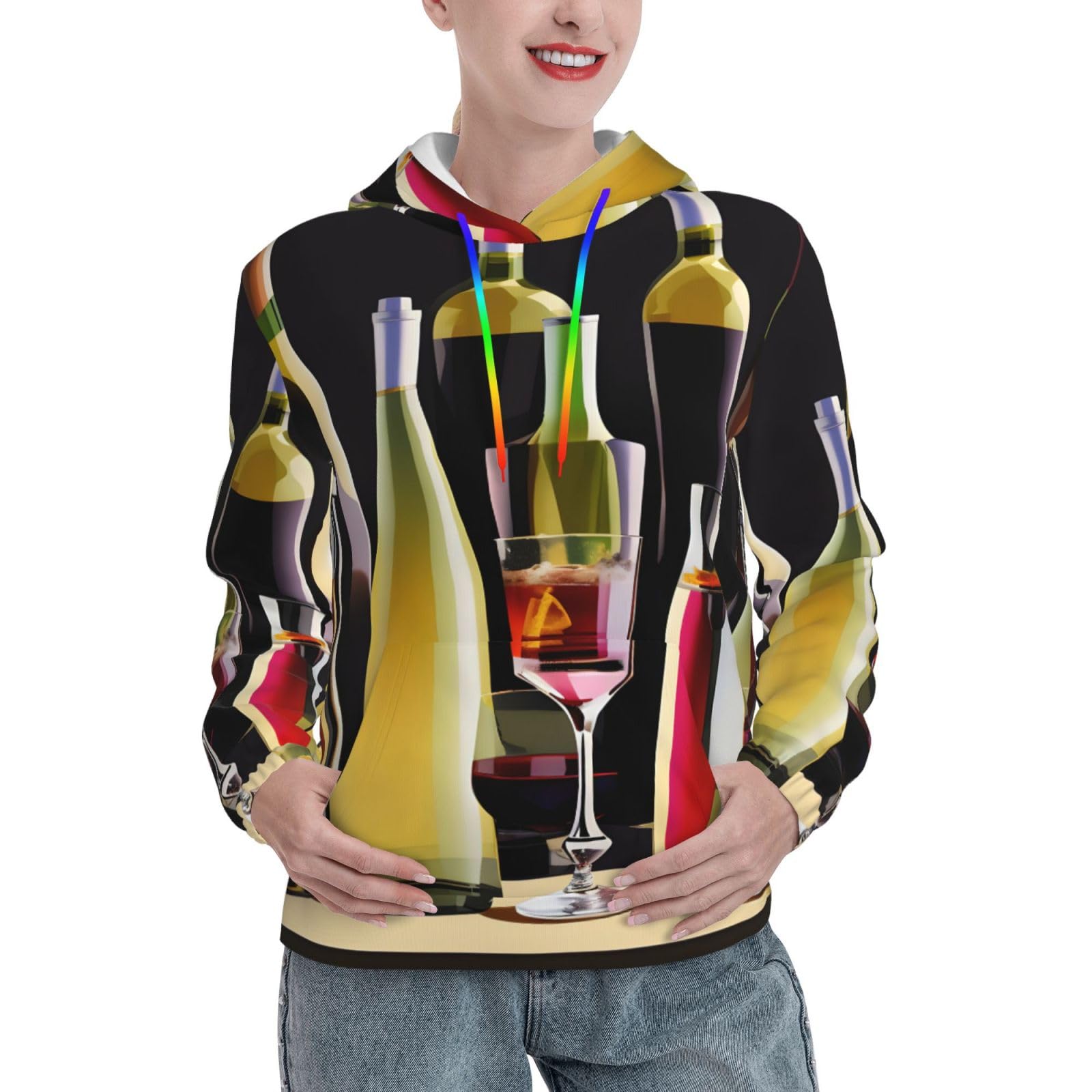Sweat à capuche EdWal imprimé vin idéal pour soirées apéro - 8