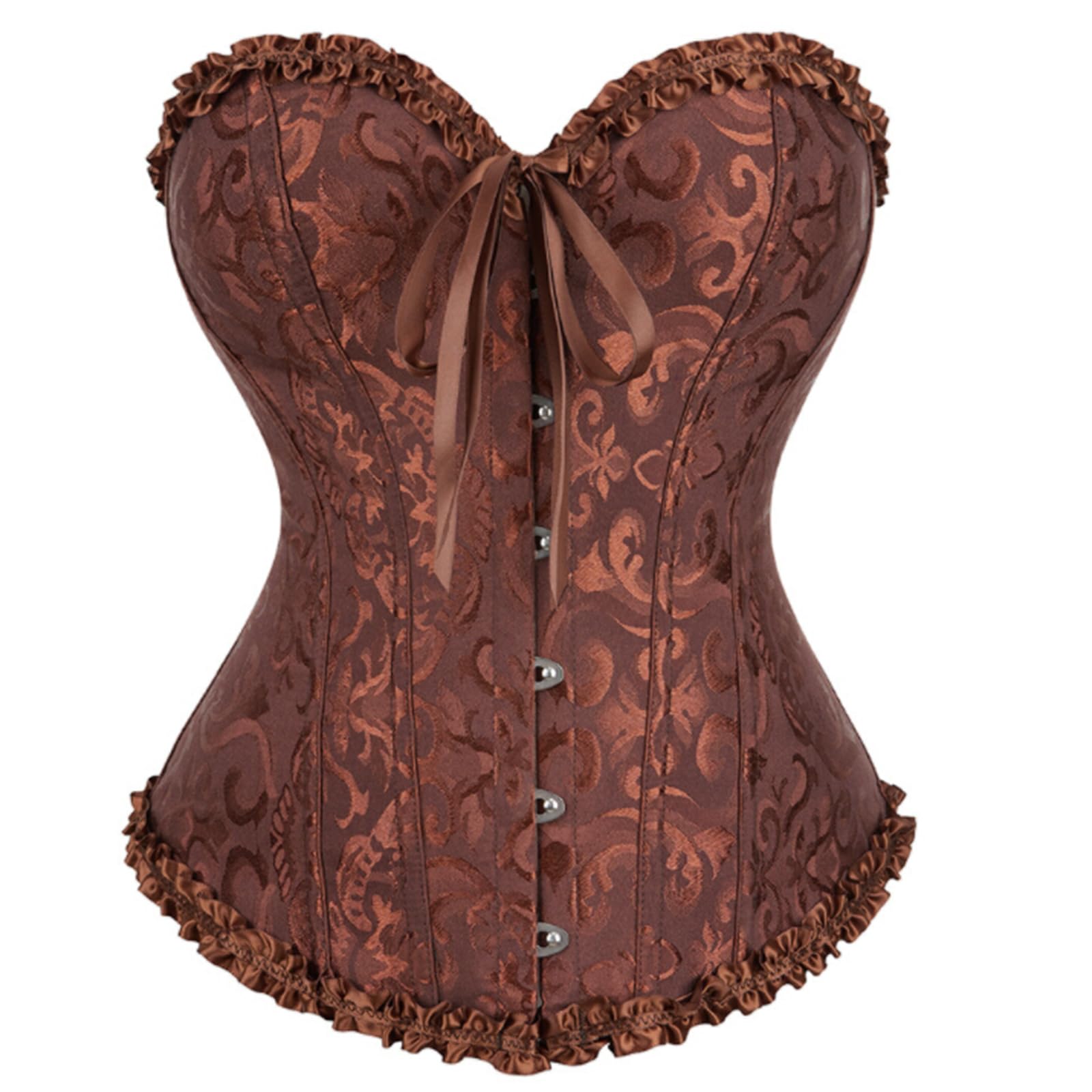 Sexy outfit Damski gorset w dużych rozmiarach Stylowy, kwiatowy, żakardowy gorset gorsetowy Sznurowany gorset modelujący biust