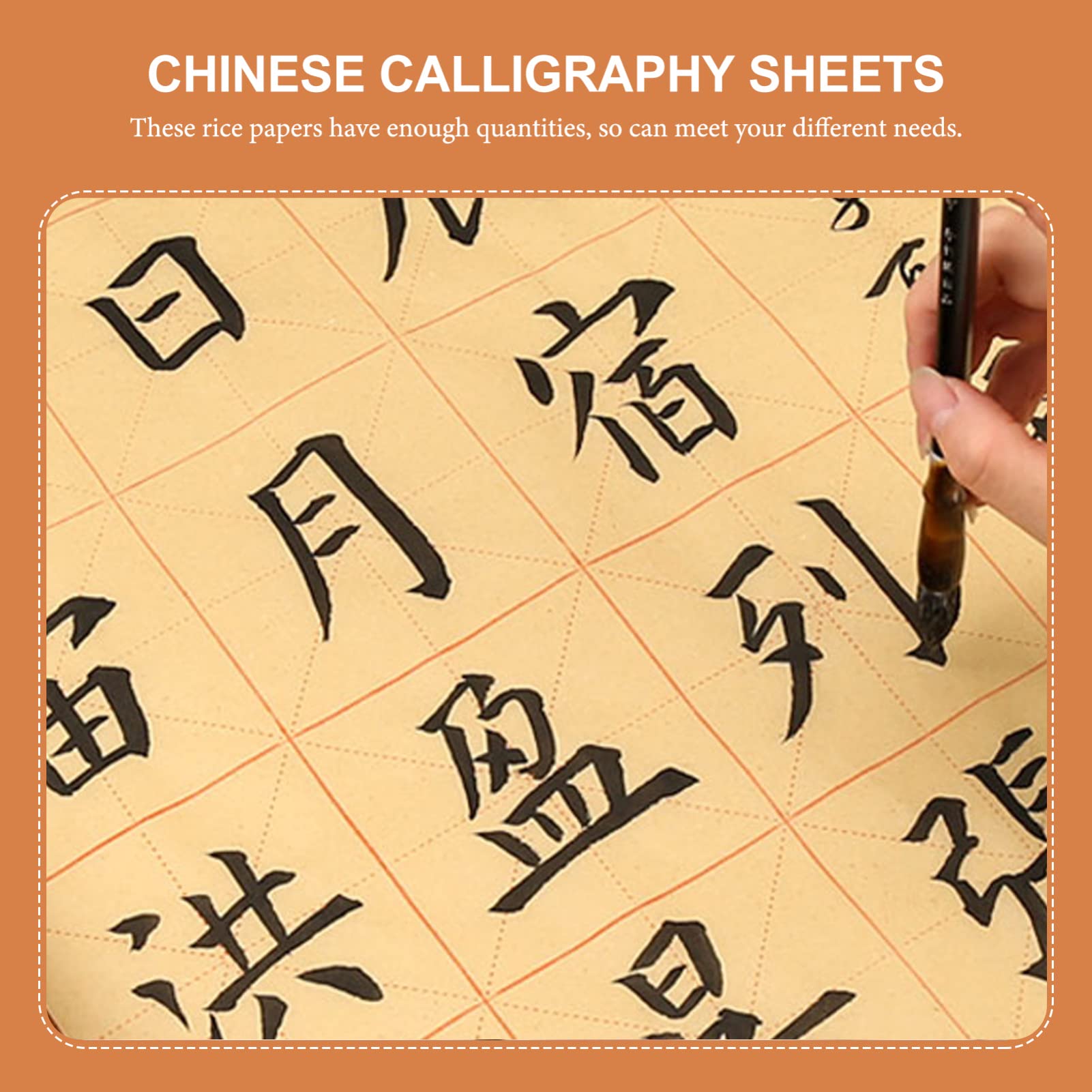 Healifty 150 fogli di carta di riso per calligrafia cinese con griglia di scrittura, per assorbimento tradizionale dell'inchiostro Xuan e calligrafia a pennello