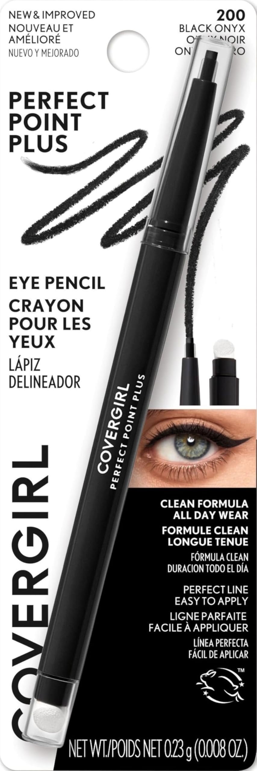 COVERGIRL Perfect Point Plus Eyeliner Pencil, Black Onyx Pack of 1, Long-Lasting, Versatile Black Eyeliner, Soft Smudging Tip, No Sharpening Needed 200 Black Onyx 1 Count (Pack of 1)