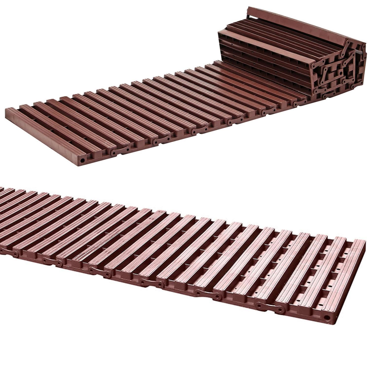 LIVHOME 1.39m Instant Garden Roll Out Path, Non-Slip Lawn and Grass Protection Mat, Durable and Reusable Garden Pathway, Weather-Resistant Outdoor Walkway (Brown, 64 Pcs)