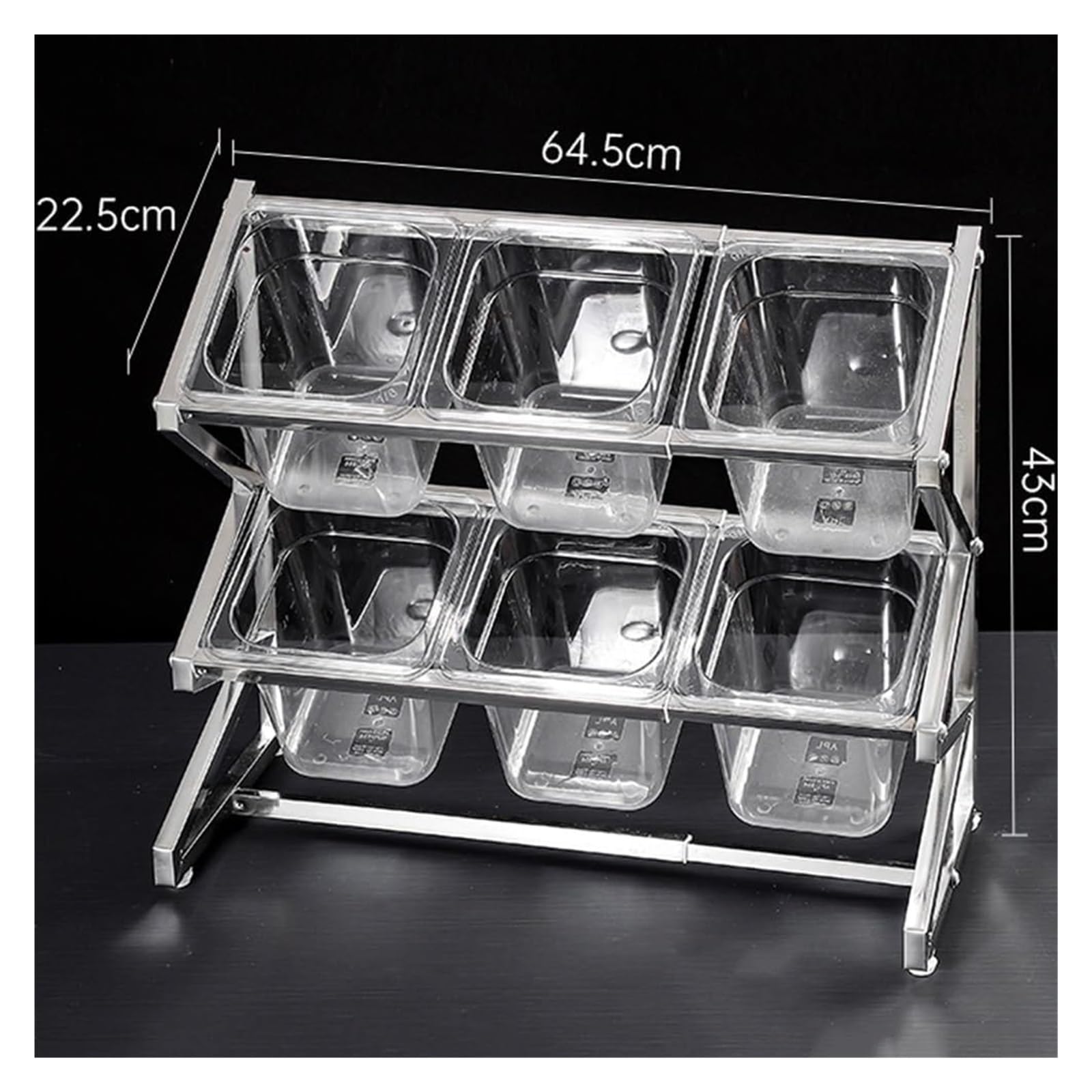 Juego de 3 latas transparentes de acero para pizza con tapas y cucharas para encimera, 25.4 x 8.9 x 17 pulgadas