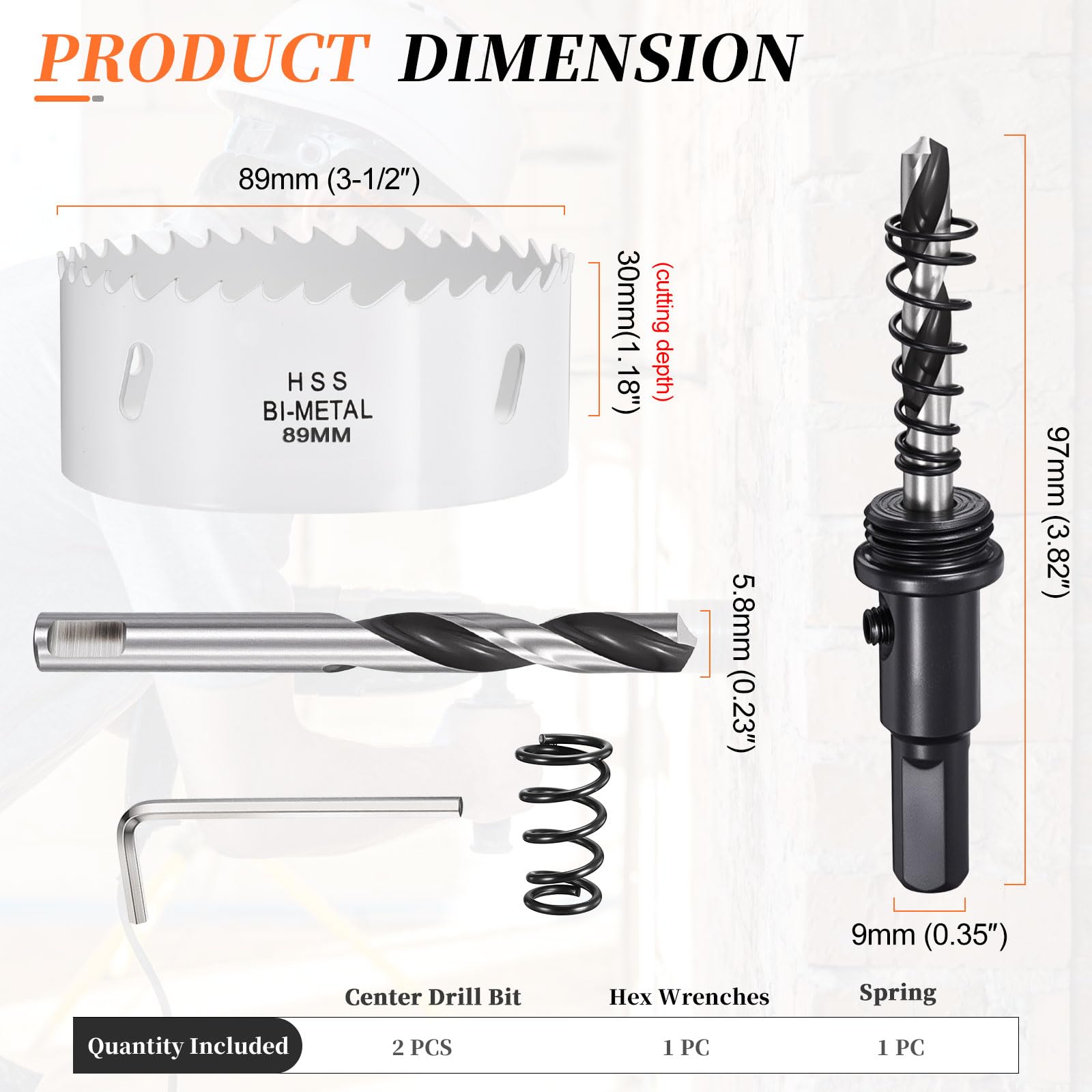 METALLIXITY Bi-Metal Hole Saw 3-1/2", M42 HSS Circular Head 89mm Hole Cutter with 2 Pilot Drill Bits - Image 2