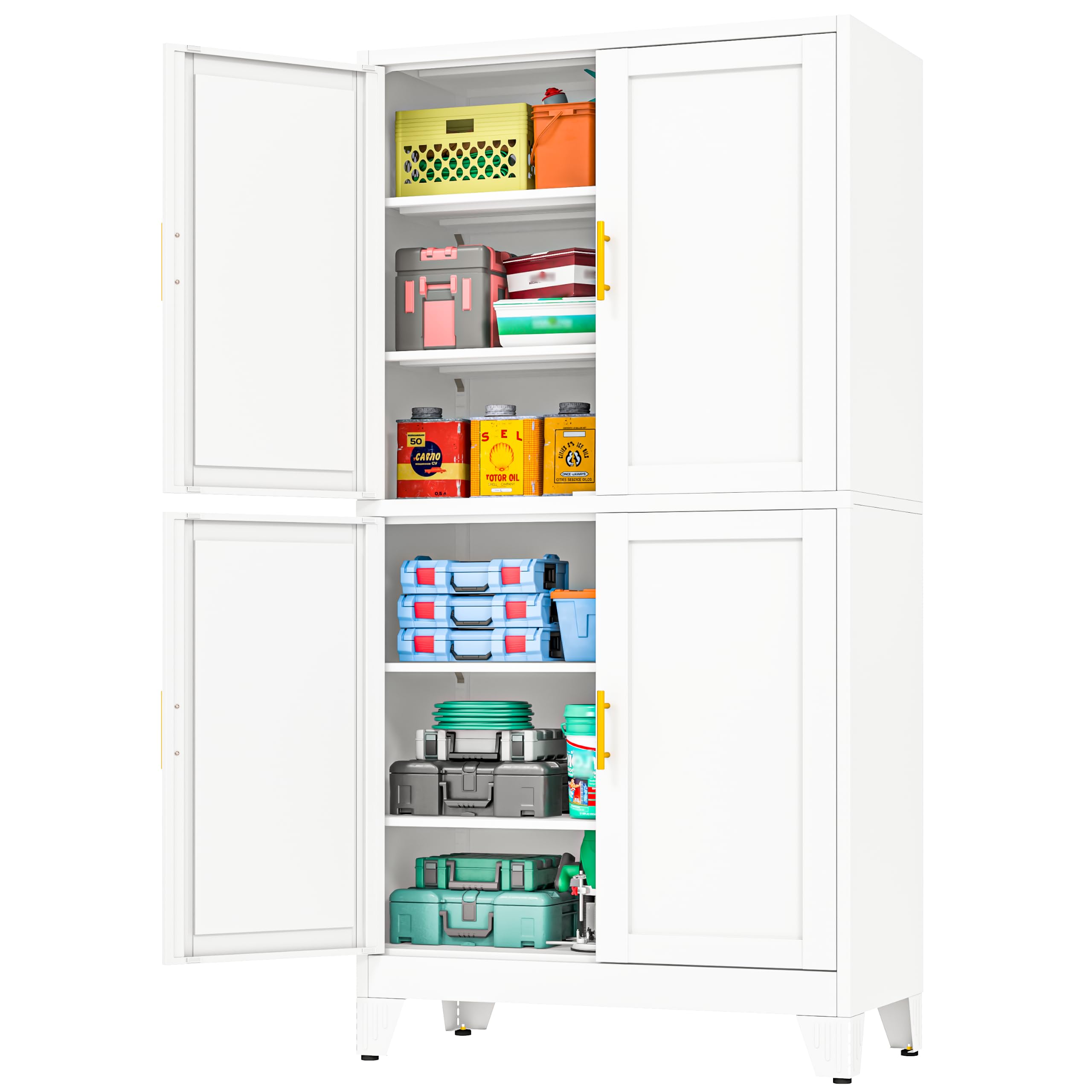 PAOFIN 79" Metal Garage Storage Cabinet with 4 Adjustable Shelves