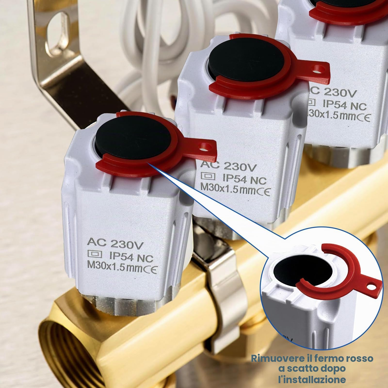 Attuatore AC 230 V per riscaldamento a pavimento, attuatore termico elettrico M30 x 1,5 mm, attuatore per valvola di riscaldamento a pavimento, attuatore per la maggior parte dei collettori per il