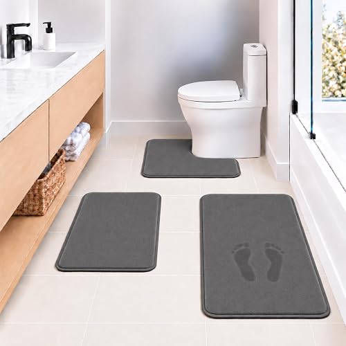 Bathroom Rugs Extra Soft Memory Foam Bath Mat Set 3 Piece