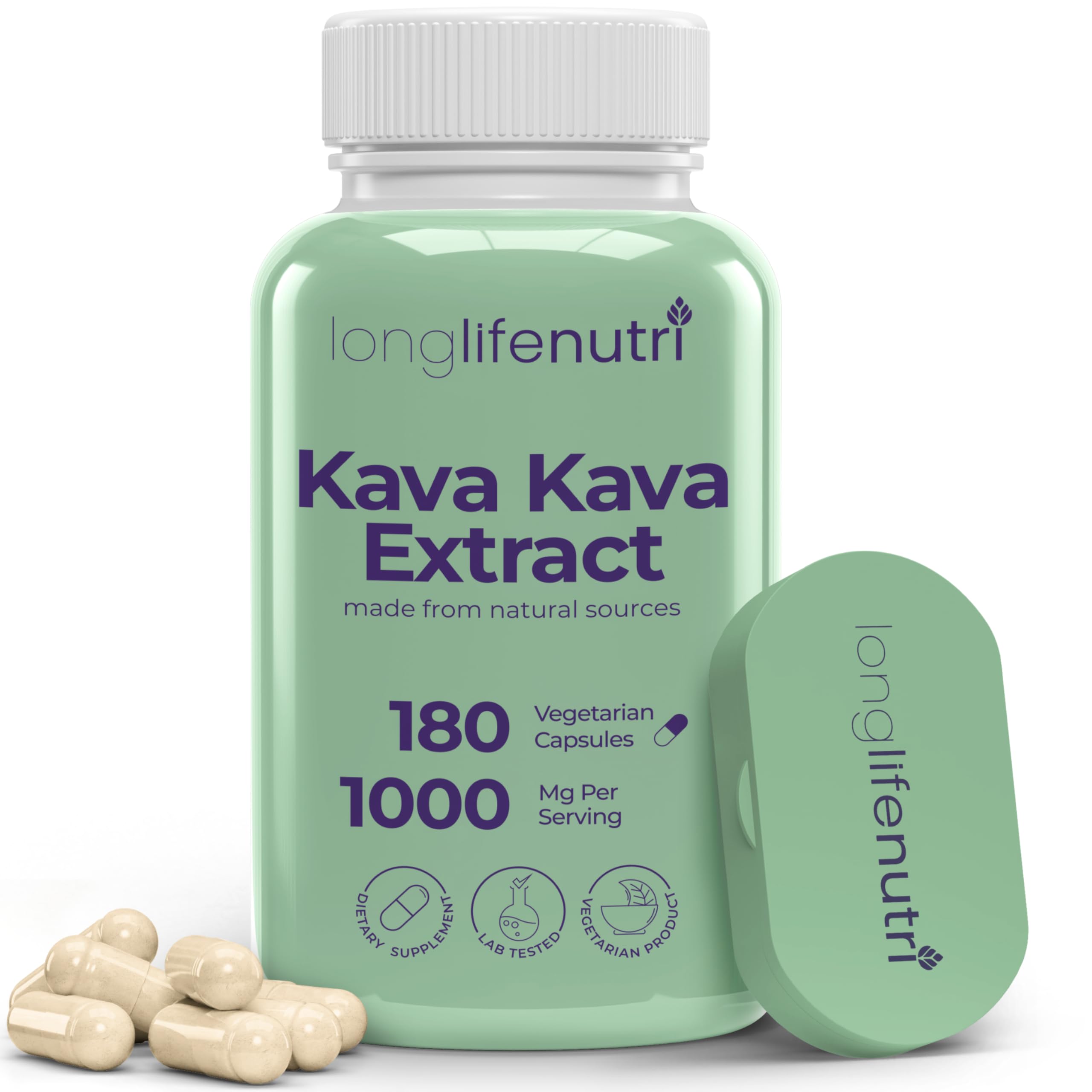 Kava Kava Extract - 1000mg Per Serving from Piper Methysticum Root, Natural Herb Formula for Mood Relaxation Support and Calm Clarity, 180 Vegetarian Capsules, Made in USA, 3 Month Supply