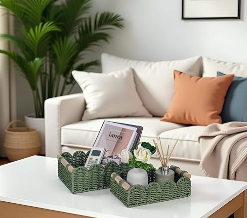 Miniatura 3 de CubesLand Cestas decorativas de borde festoneado para el hogar, sala de estar, cesta de almacenamiento de papel higiénico para sobre estante de