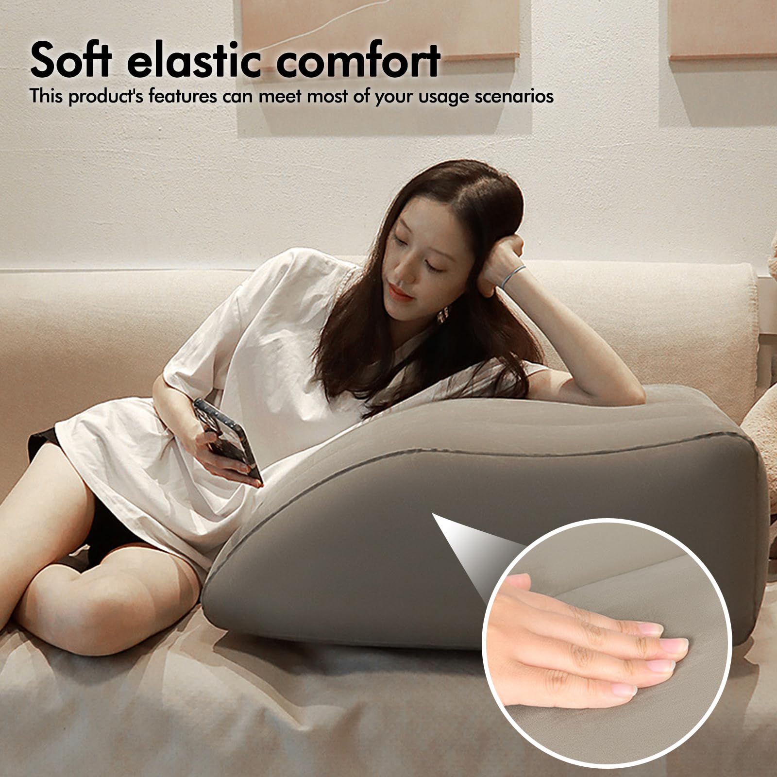 Cuscino gonfiabile per sollevare le gambe: cuscino gonfiabile per i viaggi, cuscino ergonomico a cuneo per dormire, adatto per rilassare i muscoli e alleviare il gonfiore