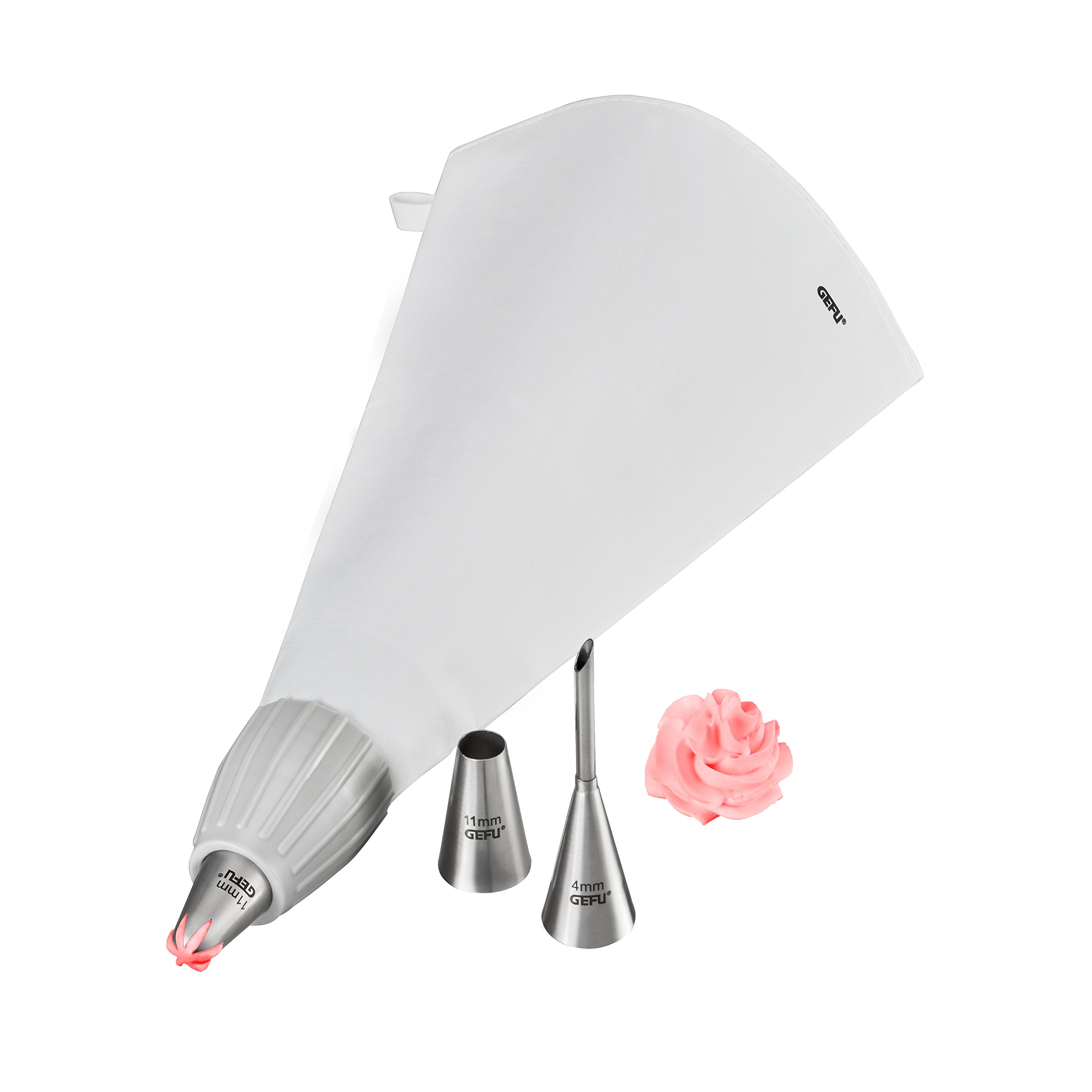 GEFU Deco Piping Bag Set of 5 , Silver