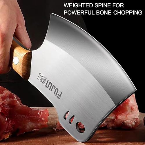 Miniatura 3 de Cuchillo de carnicero para cortar carne hecho a mano, hachas de carnicero resistentes, picador de huesos forjado a mano, cuchillo de cortar de