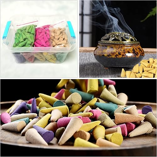 Miniatura 4 de Conos de incienso, 8 aromas de incienso mixtos (320 conos en total) y un quemador de incienso de cerámica. Cono de aroma natural, para meditación,