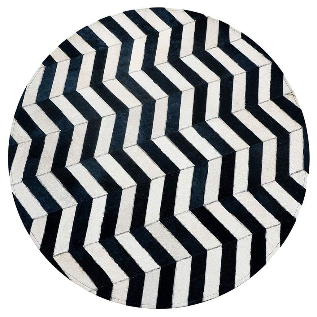 Tapis en cuir de vache fait à la main rond 120cm pour salon