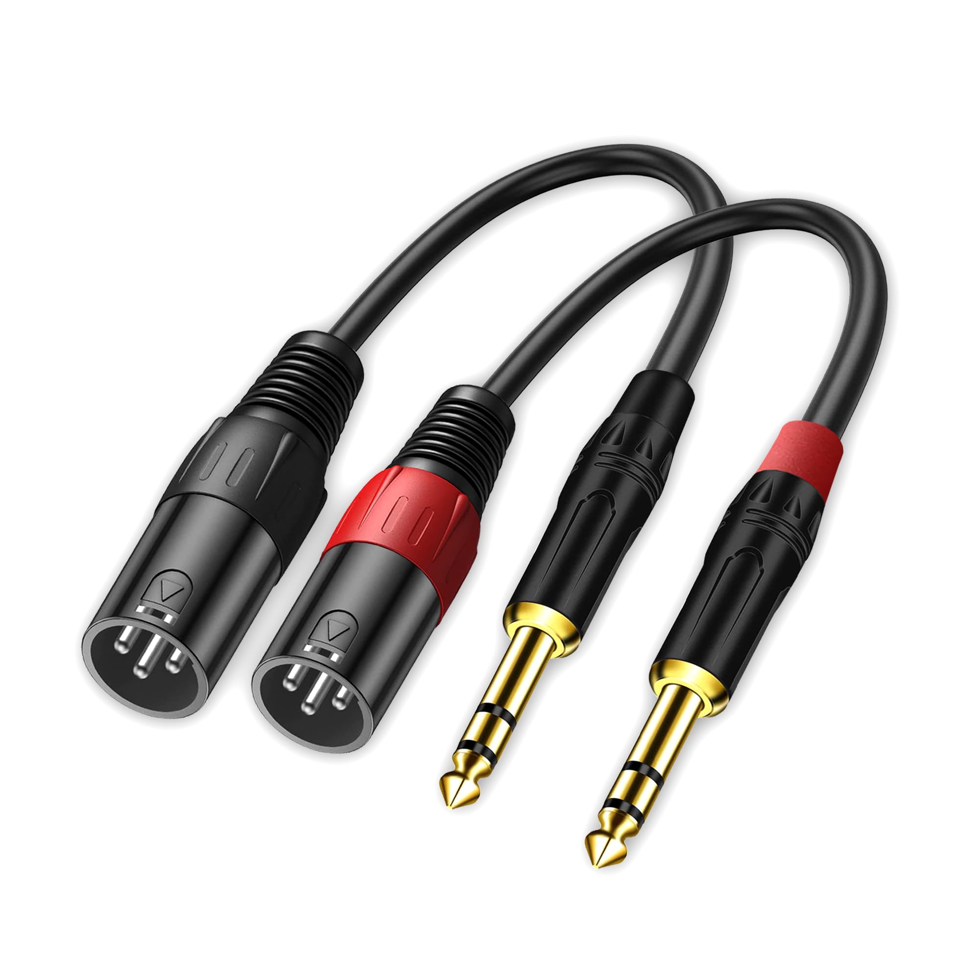 LanSenSu XLR to 1/4 TRS Stereo Adapter,XLR Male to 1/4 Inch (6.35mm) Stereo Balanced Microphone Stereo Audio Converter AdapterCable 2Pack- 11.8inch