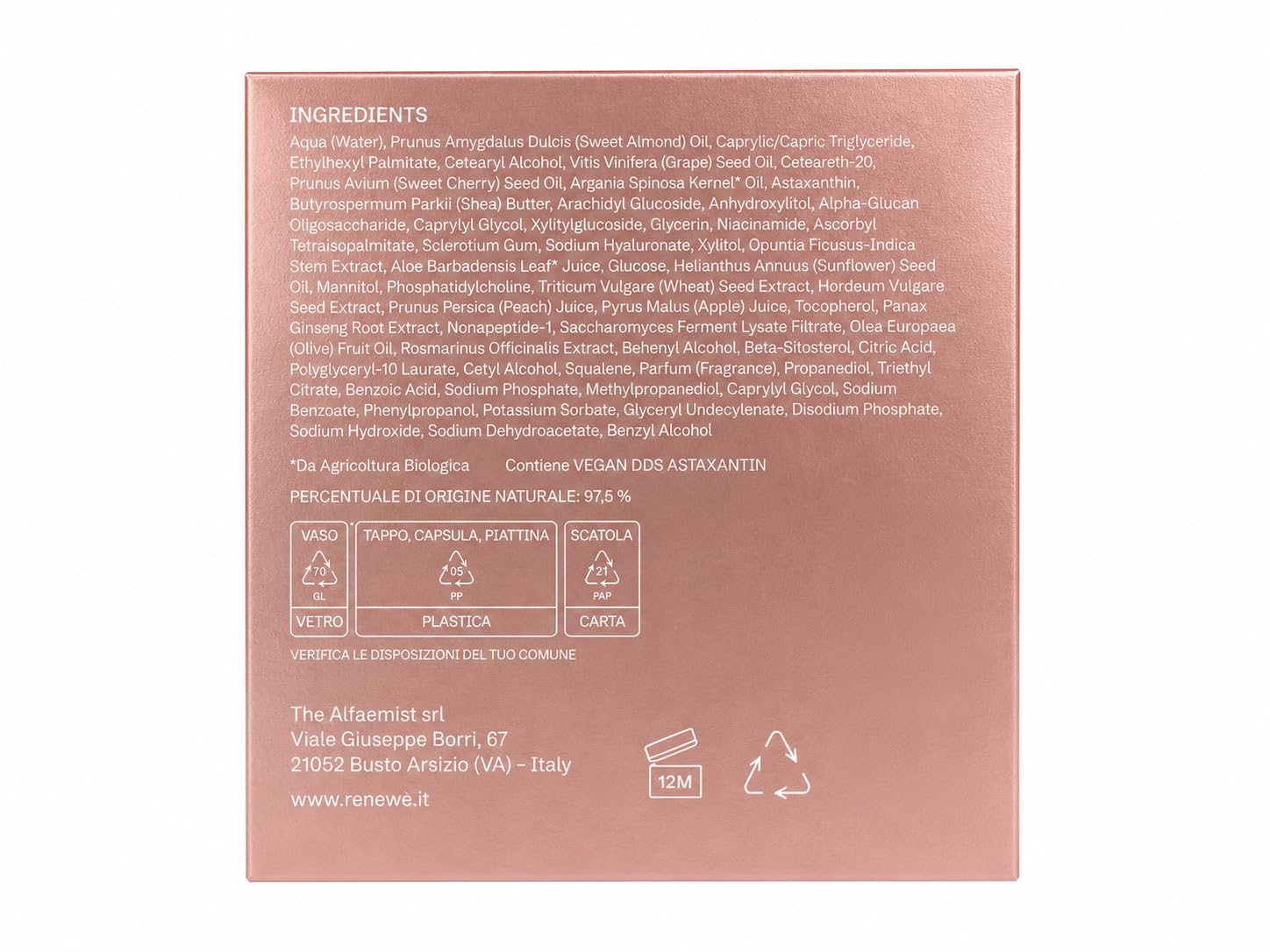 Renewè HYDRATE.CREAM Crema Viso Idratante Antiage Antiossidante con Astaxantina Pura, Vitamina C, E e Acido Ialuronico - Texture Leggera a Rapido Assorbimento - 50 ml