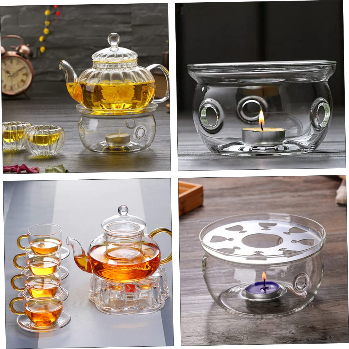 ABOOFAN 2Pcs Teapot Warmer High Borosilicate Tea Heater Base for Stovetop Use Elegant Design with Ventilation for Temperature Control Tea Accessories