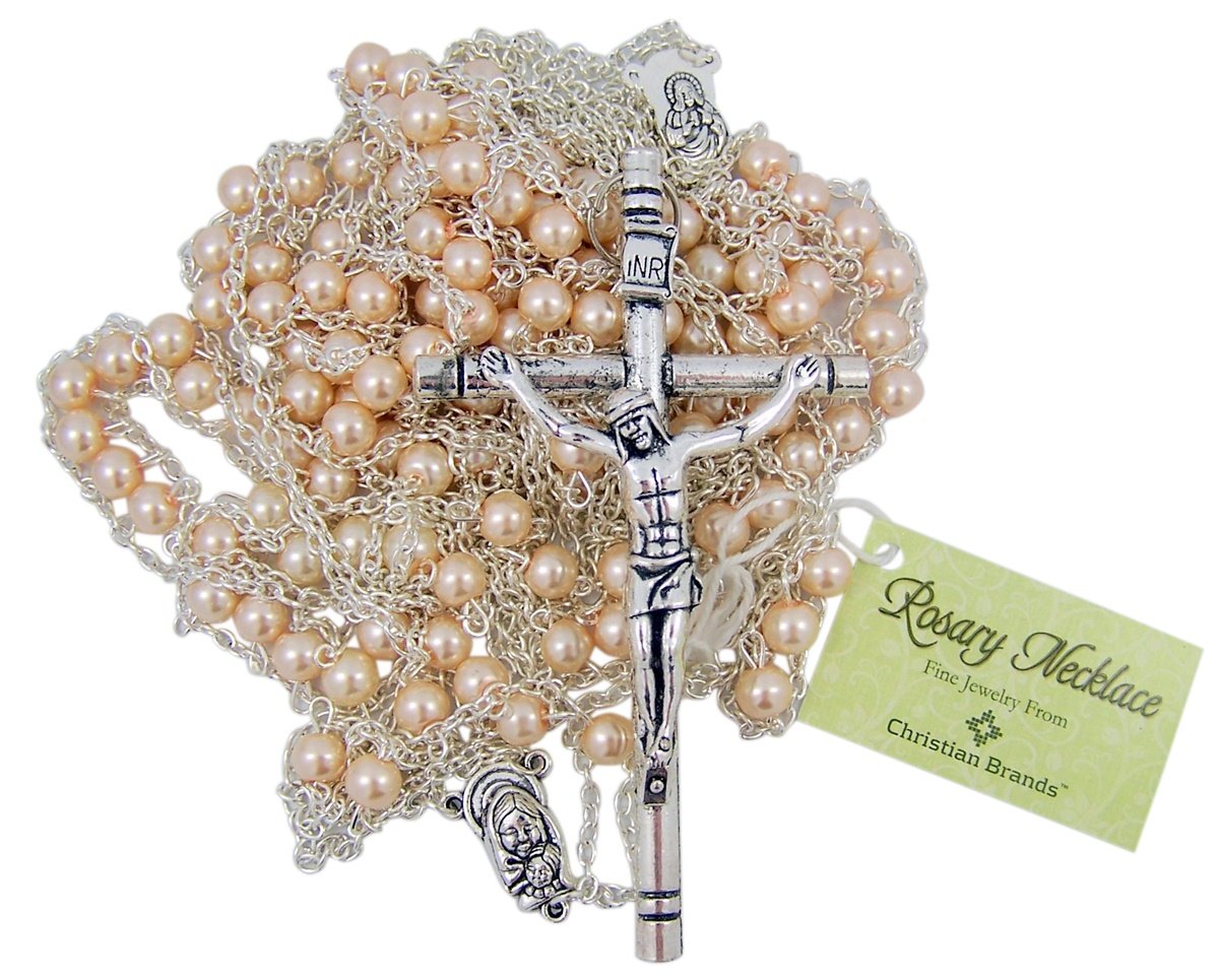 Cream Acrylic Prayer Bead Wedding Ladder Lasso Rosary for Married Couple, 42 Inch