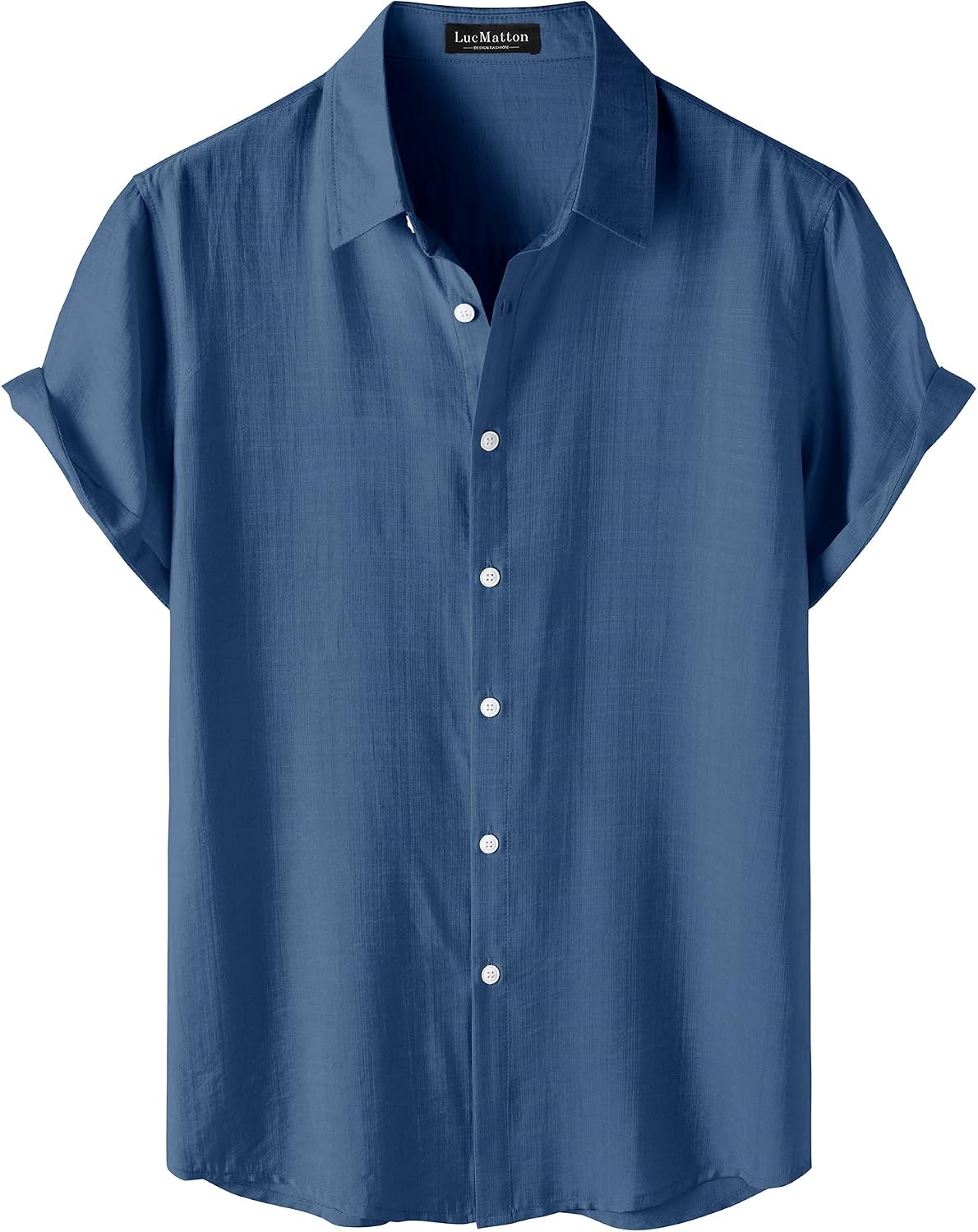 LucMatton Men's Casual Short Sleeve Button Down Shirt image 2