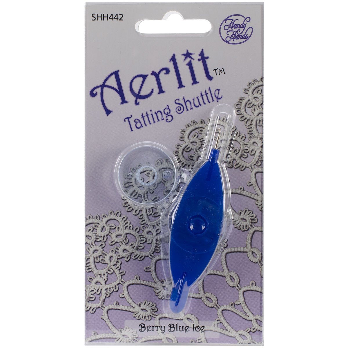Handy HandsAerlit Tatting Shuttle with 2 Bobbins, Berry Blue Ice