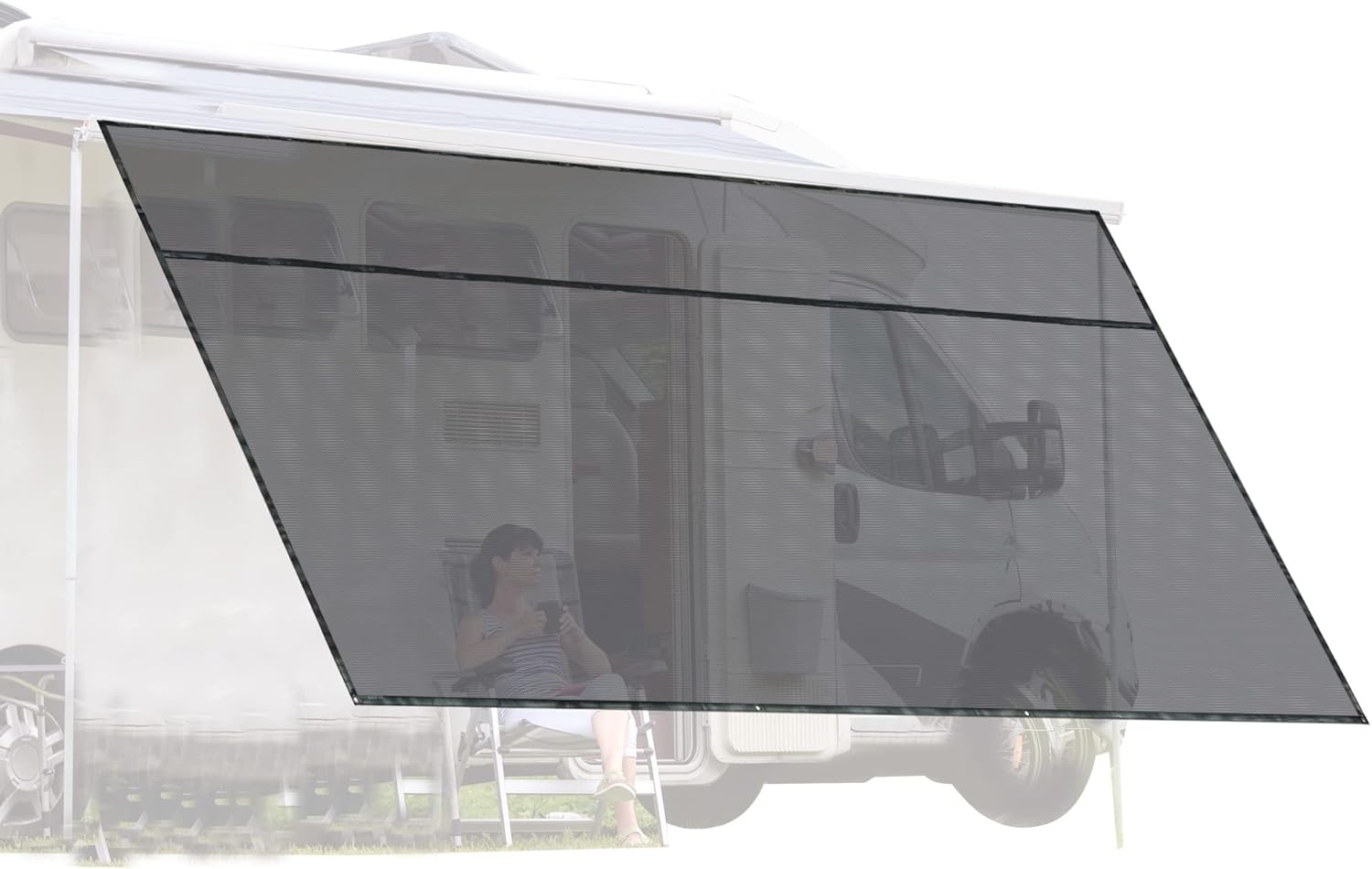 Yescom 8x15' RV Awning Sun Shade Screen Black Mesh UV Blocker RV Awning Shade for Camping Trailer Camper Patio Outdoor