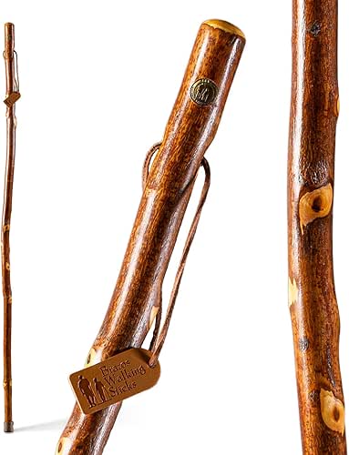 Brazos Rustic Wood Walking Stick, Hawthorn, Traditional Style Handle, for